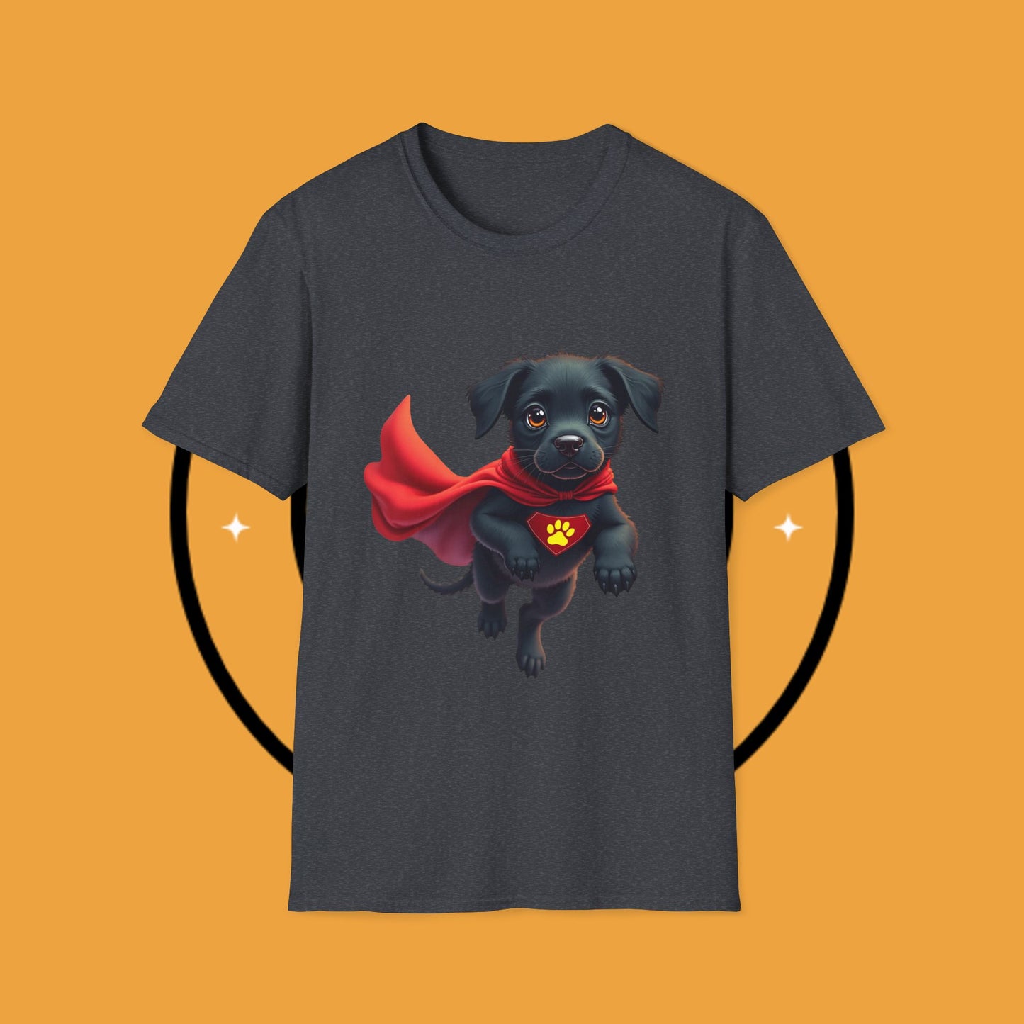 Superhero Retriever Puppy - Dog - Unisex T-Shirt Design Tiny Hero 🦸♂️ | Adorable Black Puppy Superhero T-Shirt for Canine Crusaders