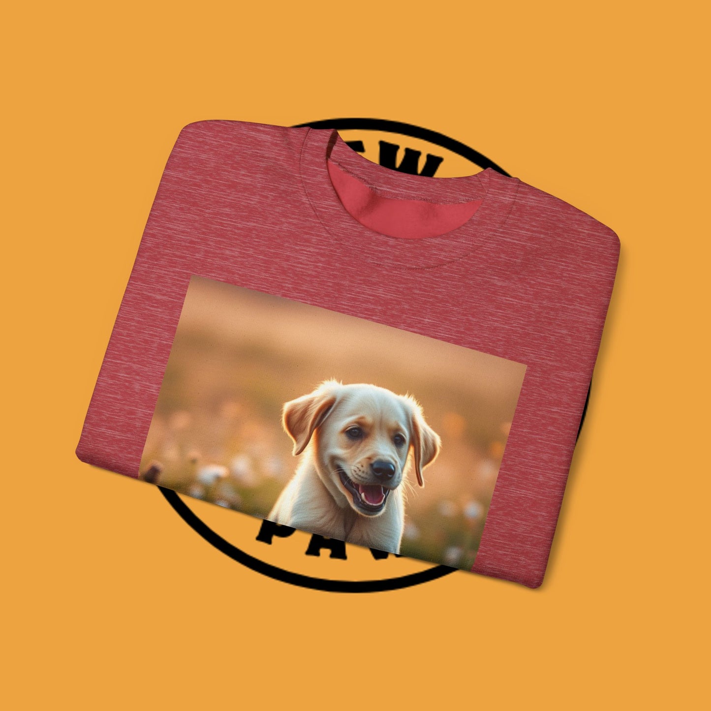 Unisex Dog Lover Crewneck Sweatshirt - Playful Labrador Puppy Running Through Wildflower Meadow