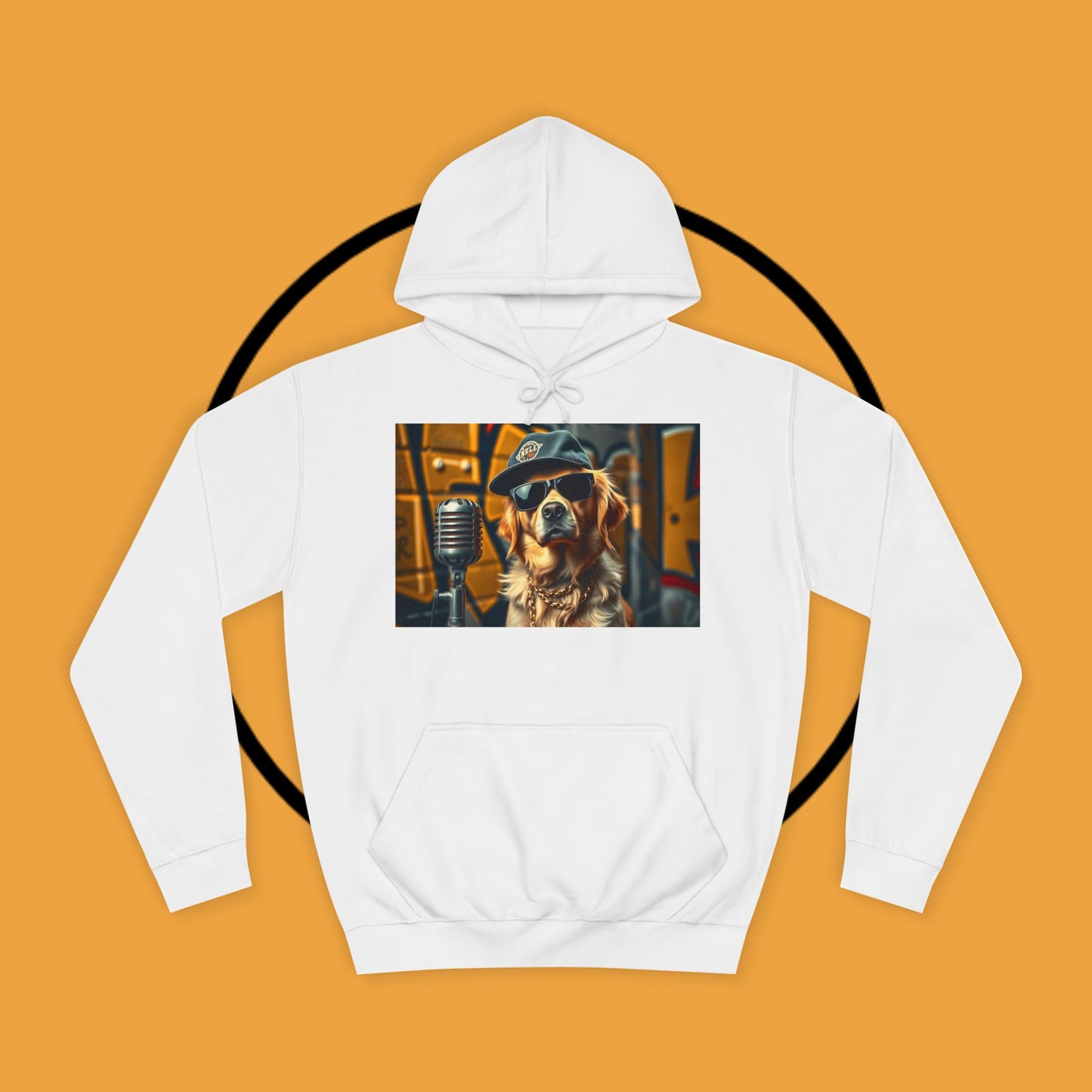 Hip Hop Hound - Cool Dog Rapper with Microphone - Rapper Dog Hoodie: Street Style Icon with Retro Vibes - Unisex Hoodie