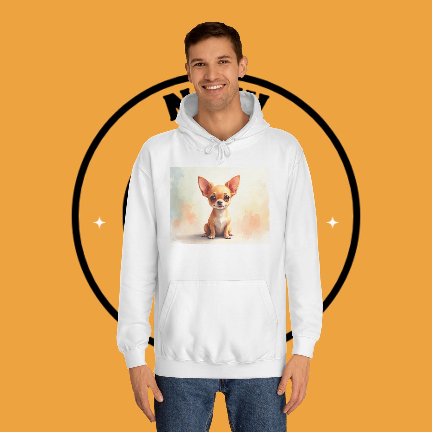 Watercolor Chihuahua Puppy Hoodie - Artistic Dog Portrait Sweatshirt