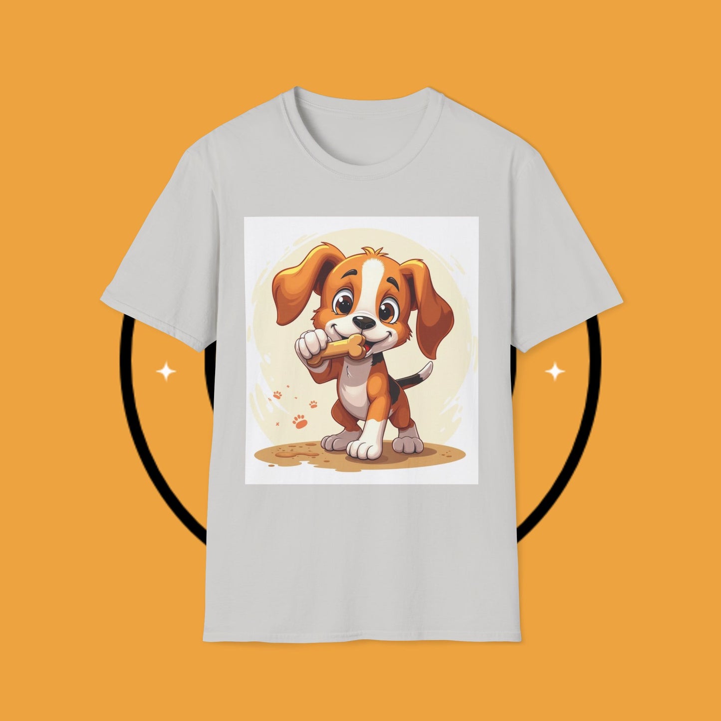 Happy Beagle Puppy with Bone T-Shirt - Cute Cartoon Dog Graphic Tee for Pet Lovers