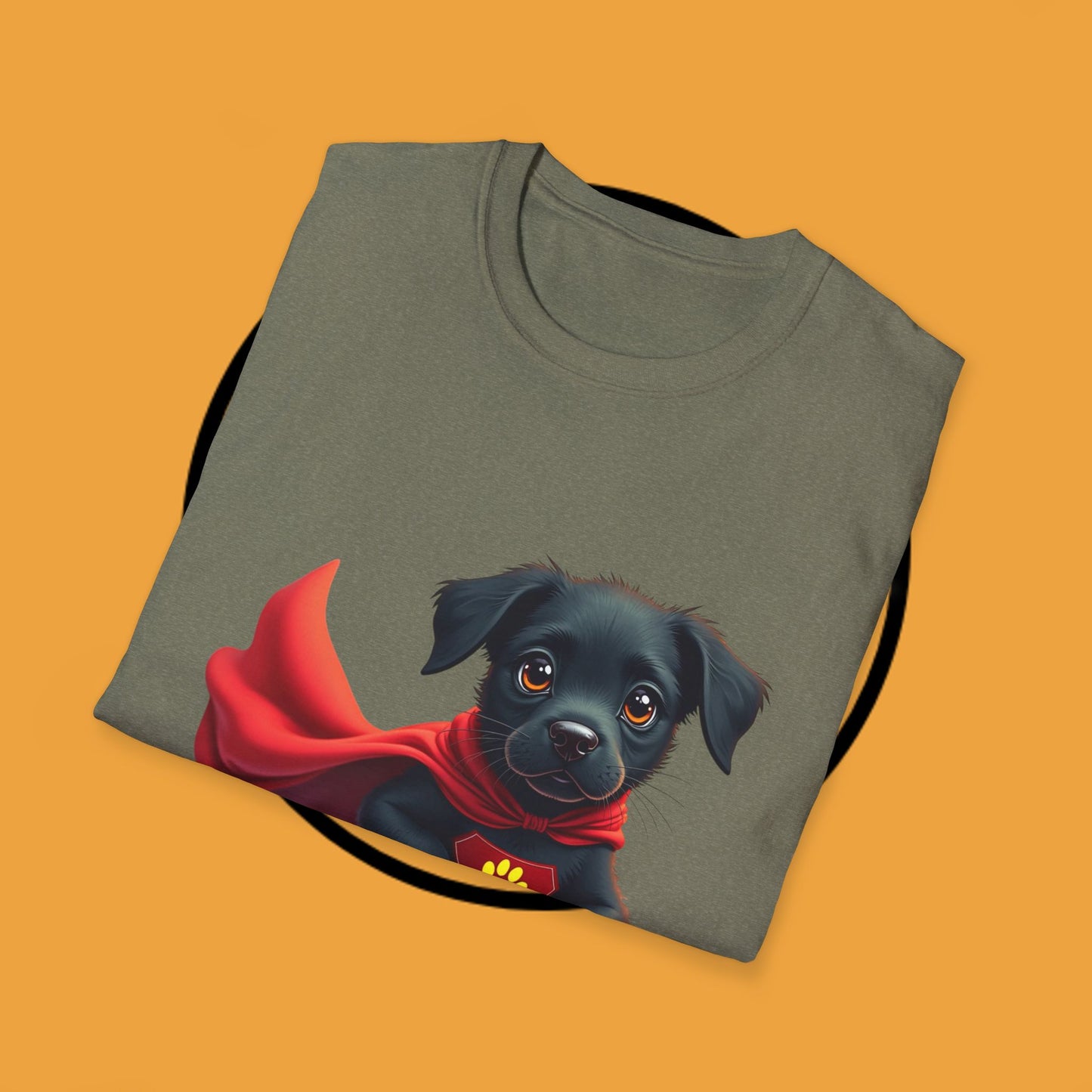 Superhero Retriever Puppy - Dog - Unisex T-Shirt Design Tiny Hero 🦸♂️ | Adorable Black Puppy Superhero T-Shirt for Canine Crusaders