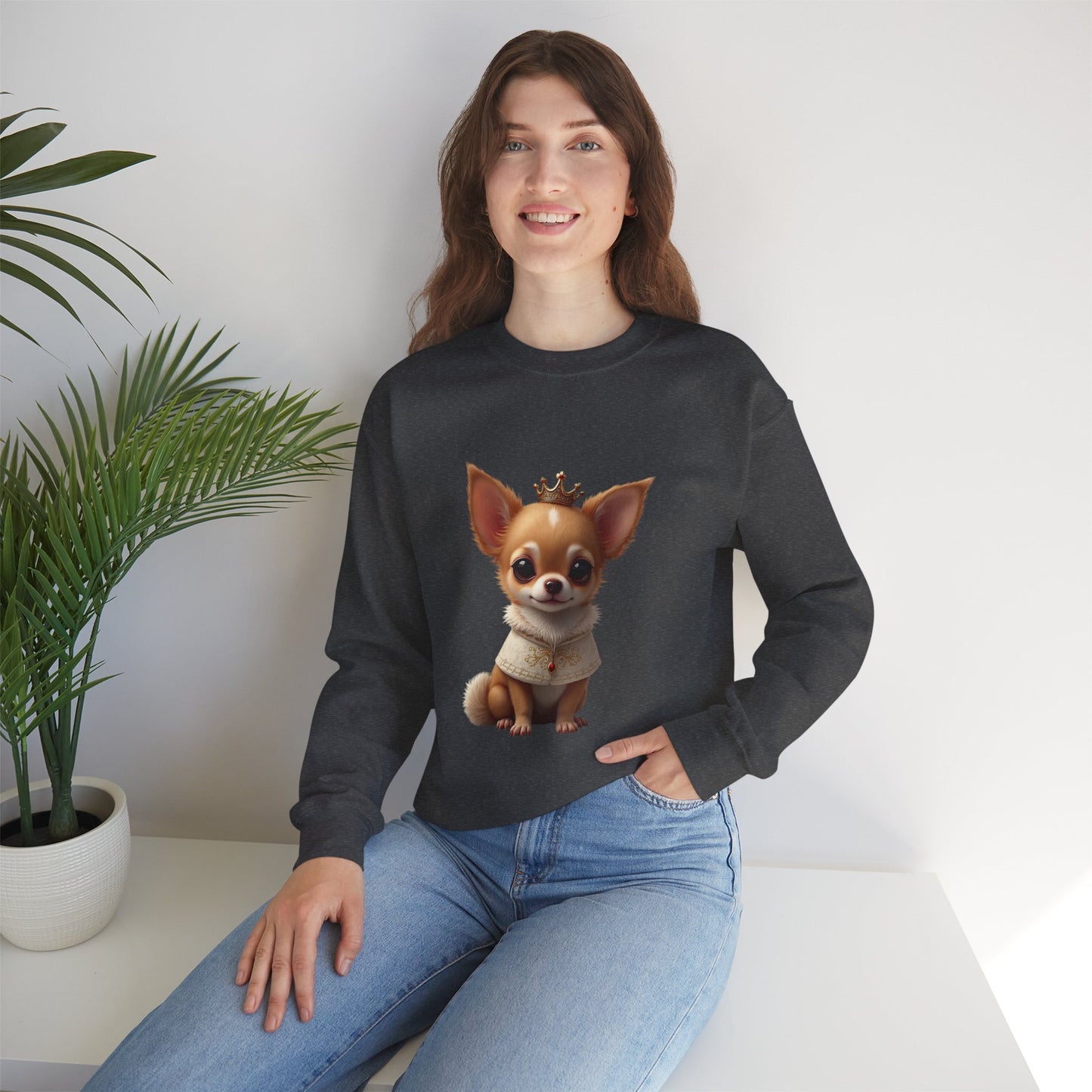 Royal Chihuahua Princess Sweatshirt | Crown Dog Design | Majestic Pet Lover Gift