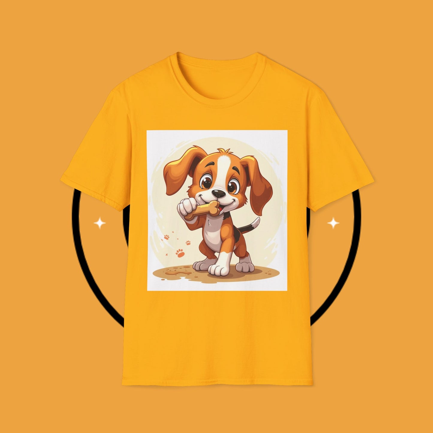 Happy Beagle Puppy with Bone T-Shirt - Cute Cartoon Dog Graphic Tee for Pet Lovers