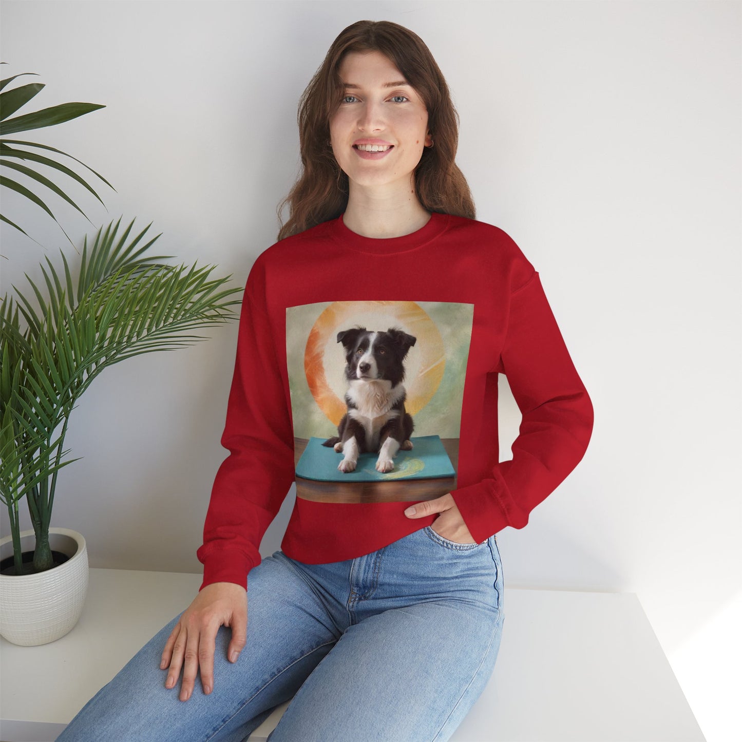Zen Border Collie Yoga Dog Crewneck Sweatshirt - Meditation Pet Lover Gift | Spiritual Animal Art