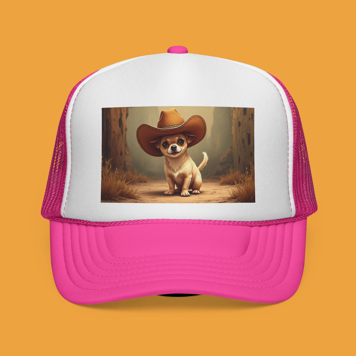 Cowboy Chihuahua Trucker Hat - Western Style Mesh Cap | Funny Dog Lover Gift with Adjustable Snapback