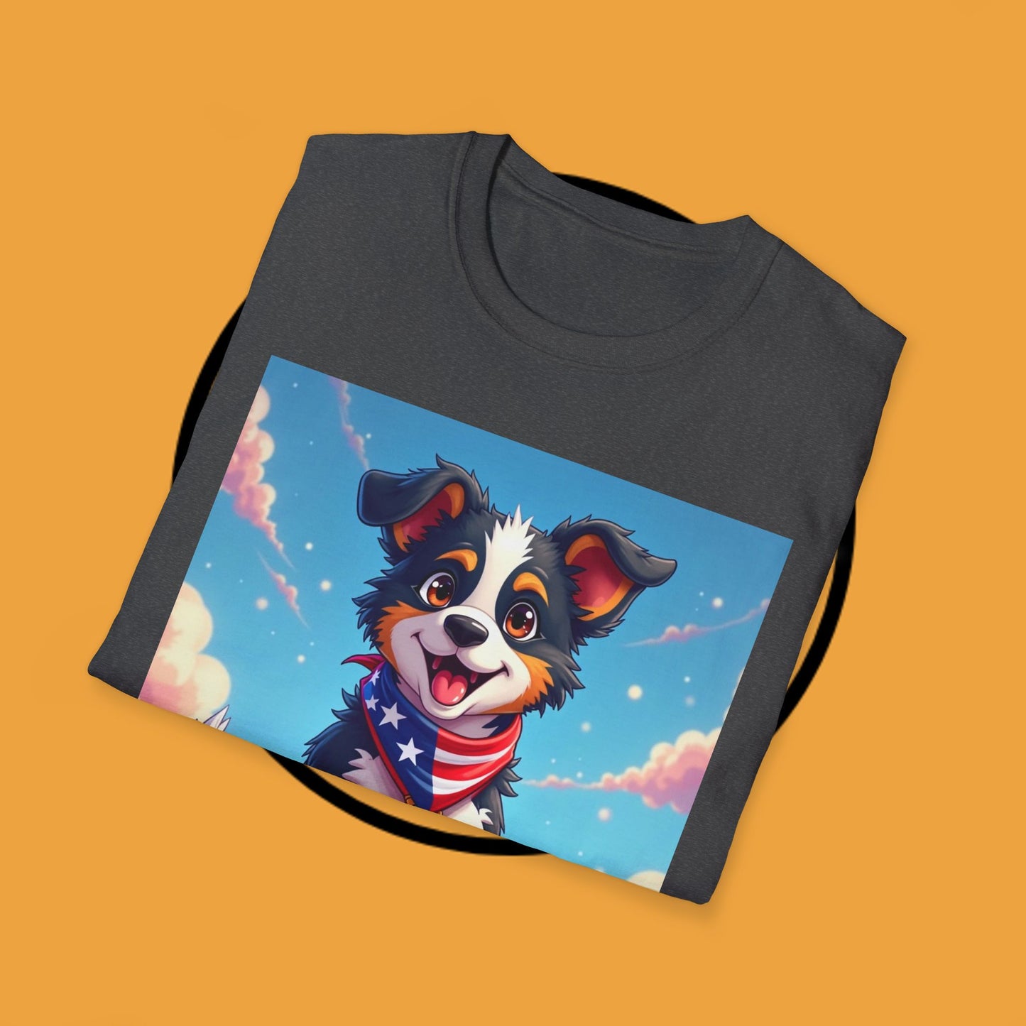 "All-American Champion Puppy" - Patriotic Hero Dog T-Shirt - Patriotic Puppy Dog T-Shirt - American Flag Bandana Champion Dog Tee | USA Pride Pet Lover Gift