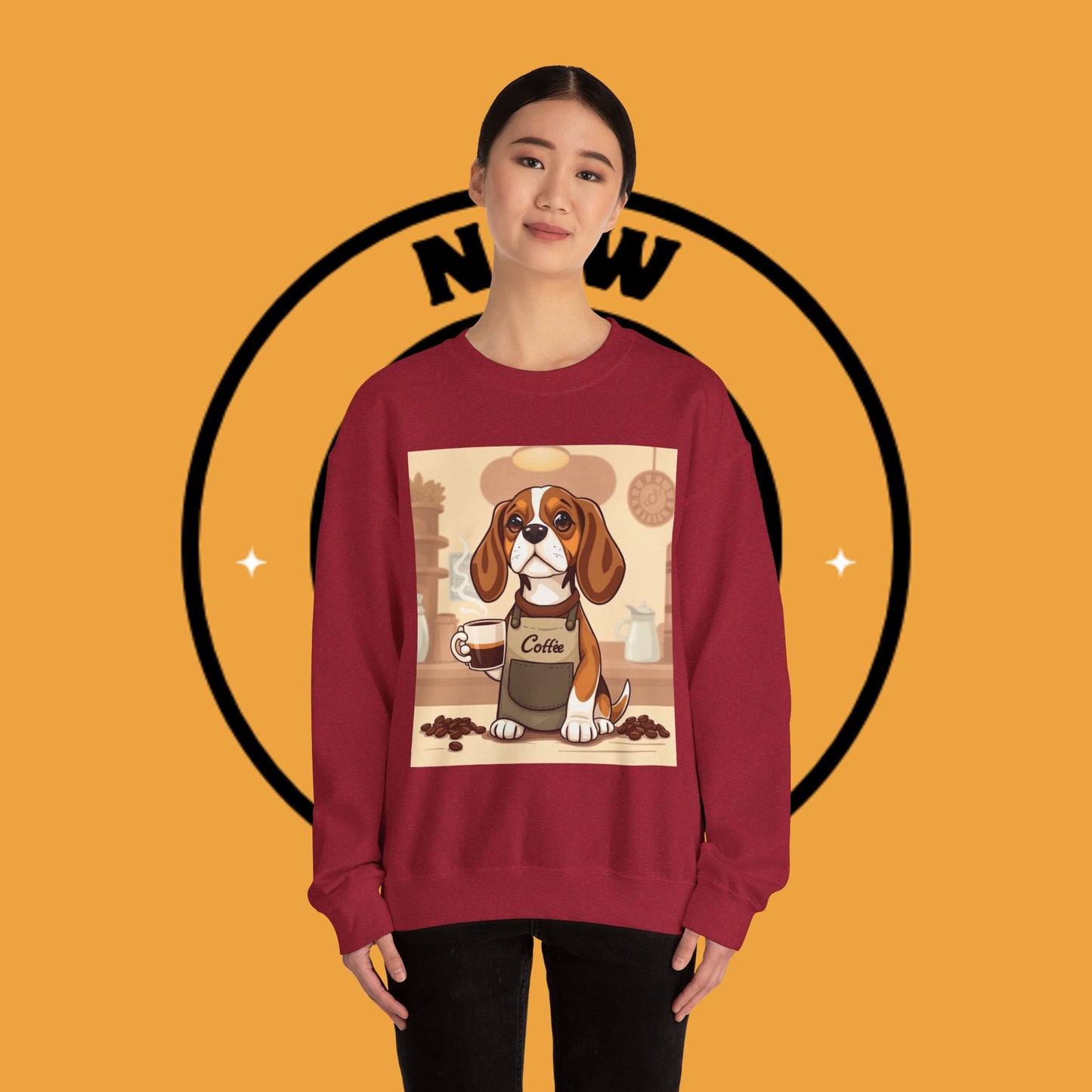 Dog Lover Crewneck Sweatshirt - Beagle Barista ☕ BARISTA BEAGLE SWEATSHIRT - BREW-TIFUL MORNINGS START HERE! ☕