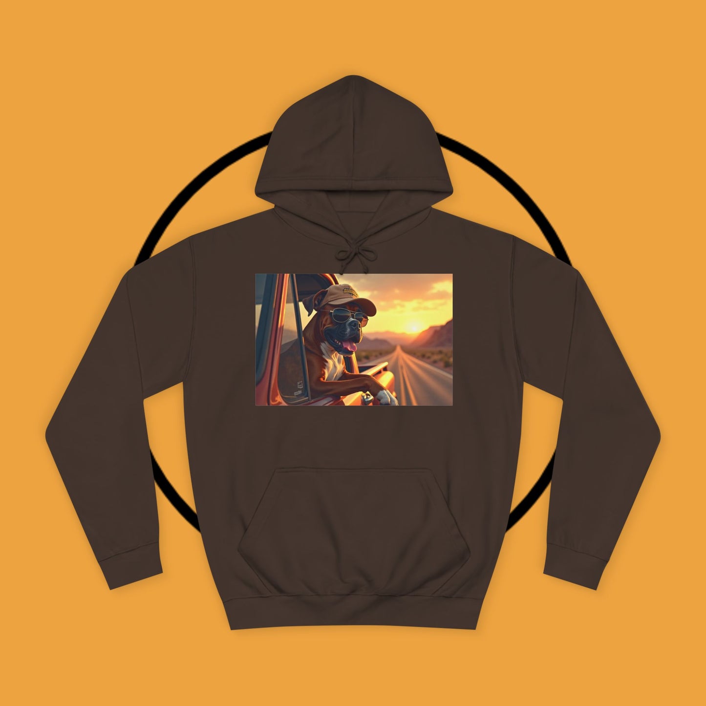 Cool Road Trip Boxer Dog Hoodie - Vintage Sunset Adventure Apparel | Travel Lover Gift