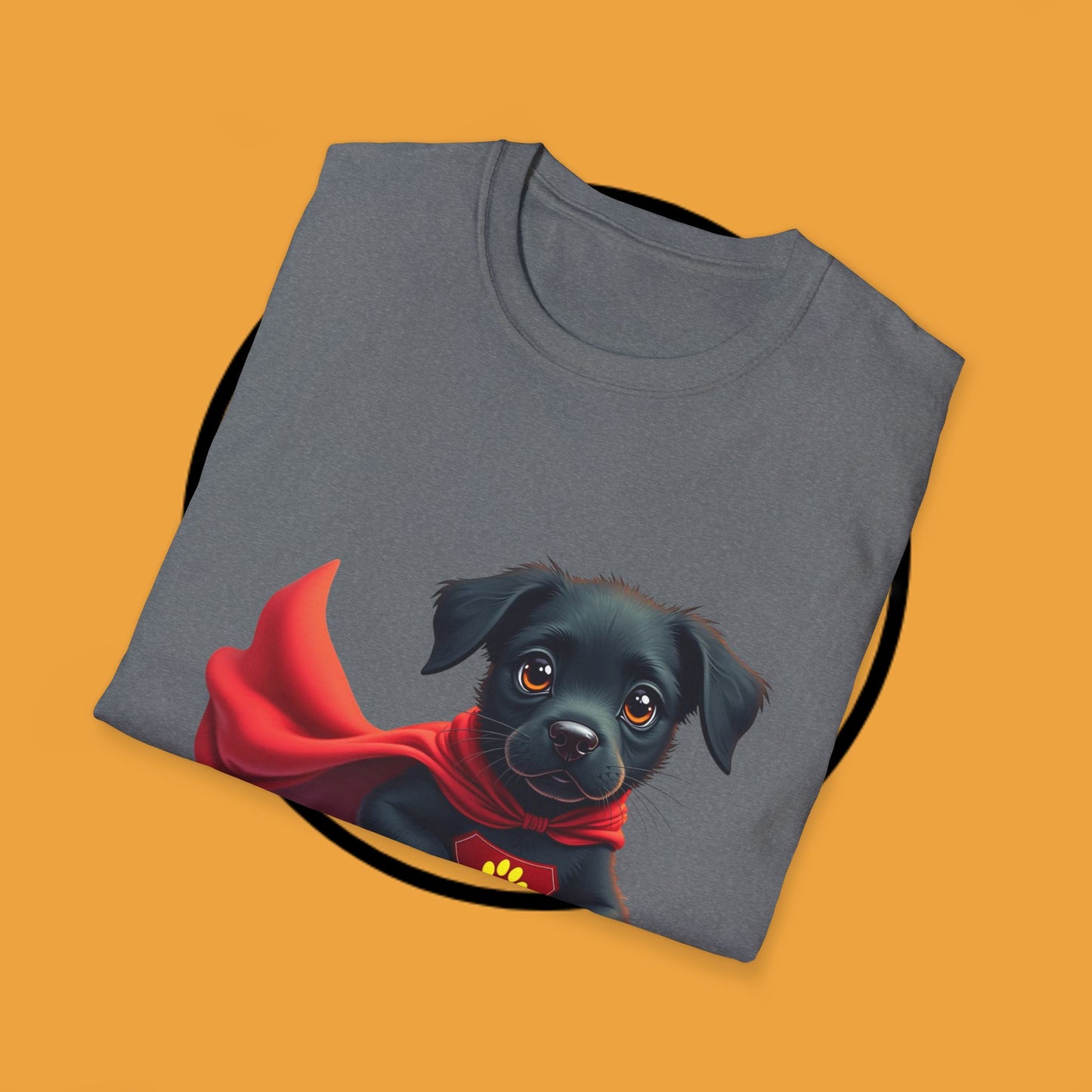 Superhero Retriever Puppy - Dog - Unisex T-Shirt Design Tiny Hero 🦸♂️ | Adorable Black Puppy Superhero T-Shirt for Canine Crusaders