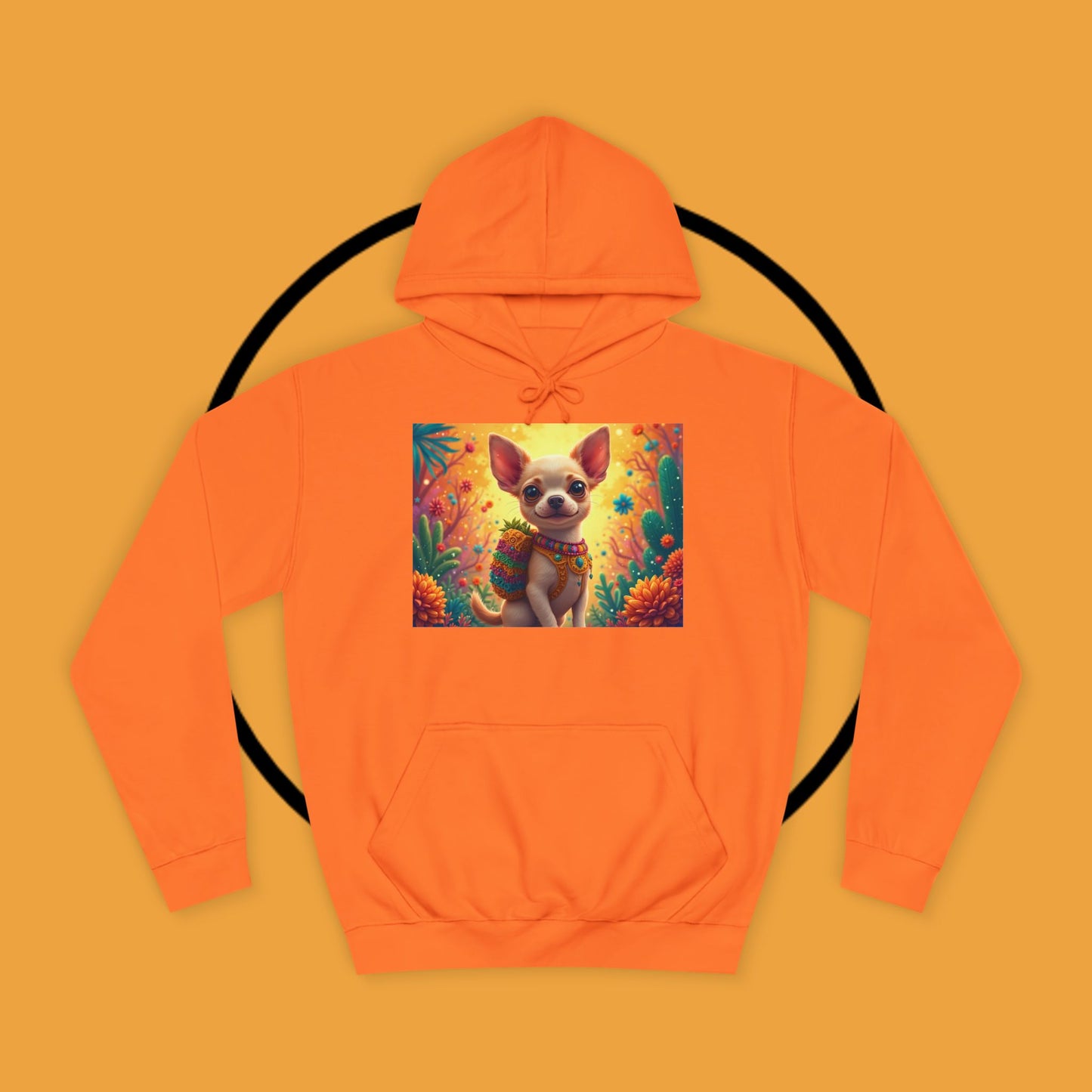 "Mexican Fiesta Chihuahua Hoodie | Day of Dead Dog Art | Colorful Desert Cactus Design | Cinco de Mayo Gift"