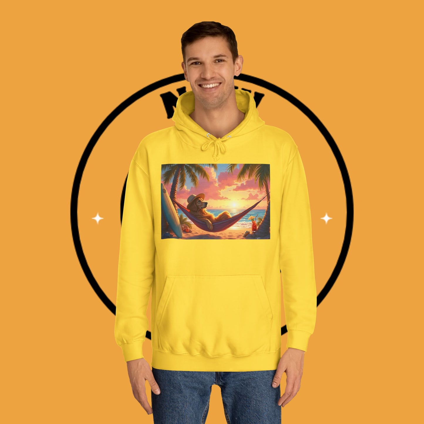 Beachside Bliss Golden Retriever Hammock Hoodie - Unisex Hoodies