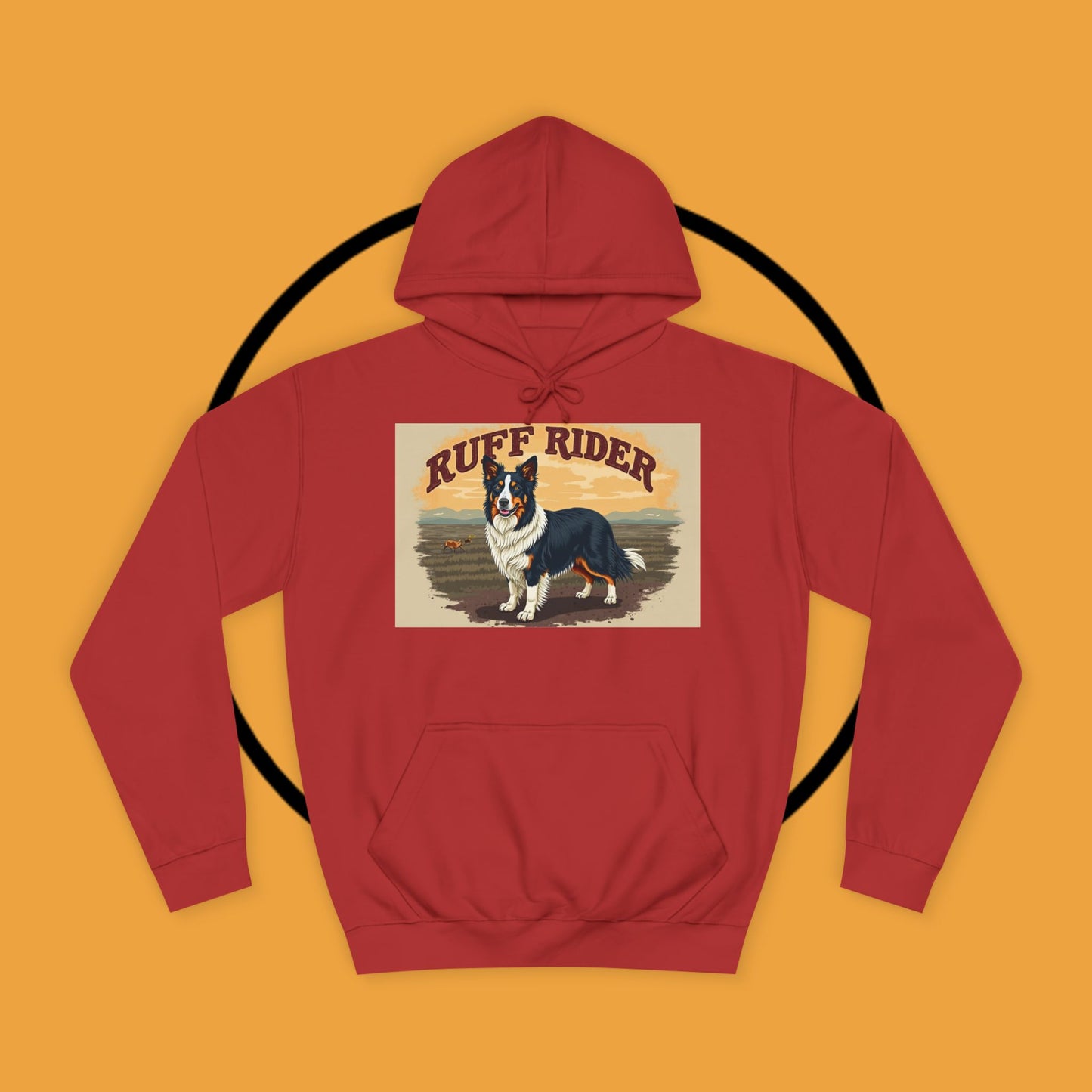 "Ruff Rider Border Collie Hoodie - Vintage Western Dog Lover Sweatshirt | Premium Quality Comfort Wear"