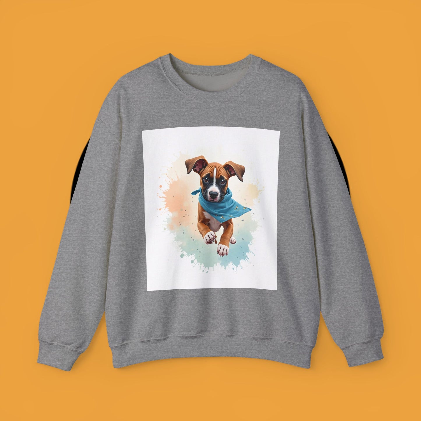 Watercolor Puppy Bandana Crewneck Sweatshirt - Artistic Dog Portrait - Unique Pet Lover Gift