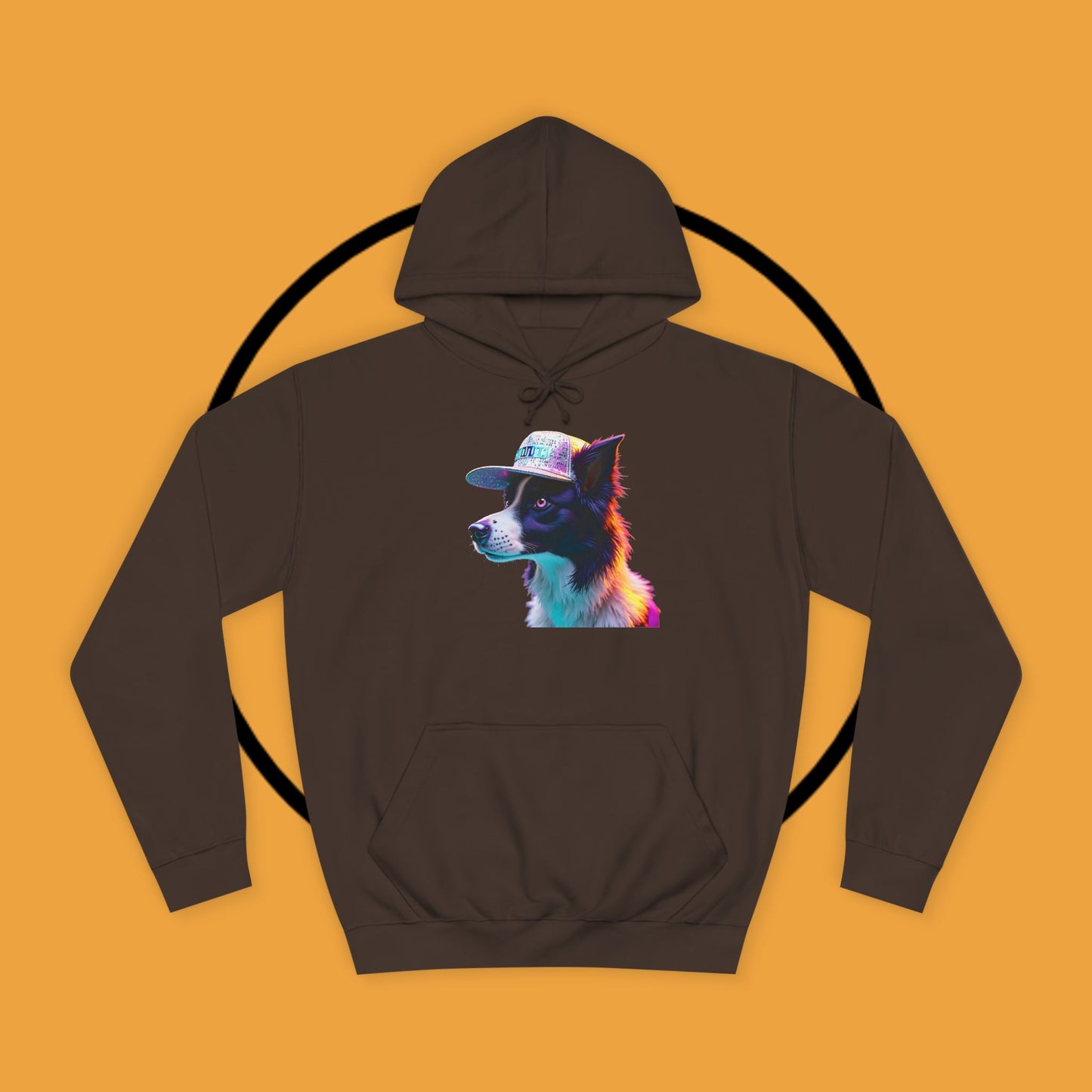 "Neon Rainbow Dog Hoodie - Vibrant Border Collie Street Art Design | Unisex Premium Streetwear"