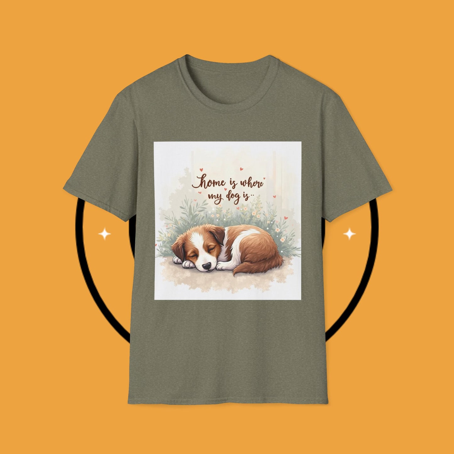 "Home Is Where My Dog Is" T-Shirt - Cute Sleeping Puppy Design | Dog Lover Gift Tee