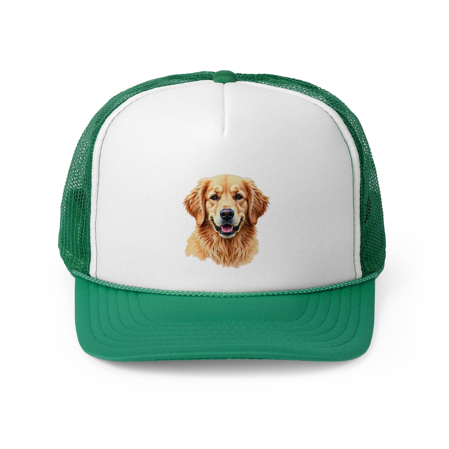 Golden Retriever Portrait Trucker Hat - Happy Dog Watercolor Art Style Cap - Perfect for Pet Lovers