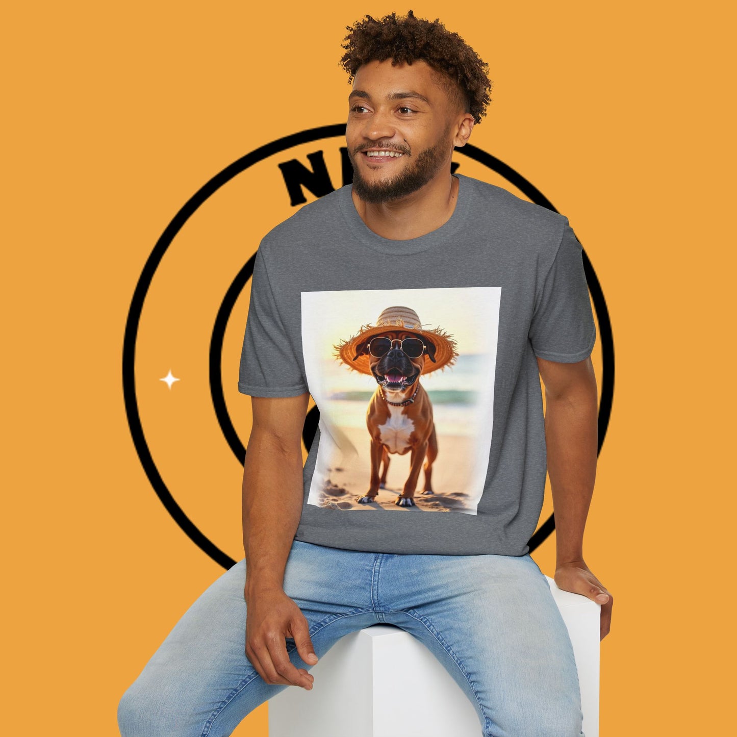 "Vacation Boxer Beach Vibes" Premium Summer T-Shirt / Beach Boxer Dog T-Shirt - Vacation Vibes Summer Pup Tee
