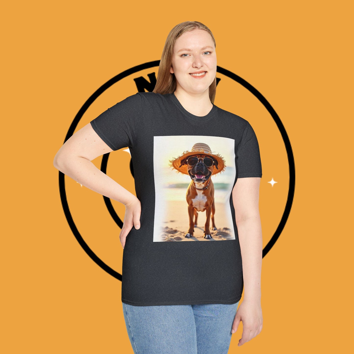 "Vacation Boxer Beach Vibes" Premium Summer T-Shirt / Beach Boxer Dog T-Shirt - Vacation Vibes Summer Pup Tee