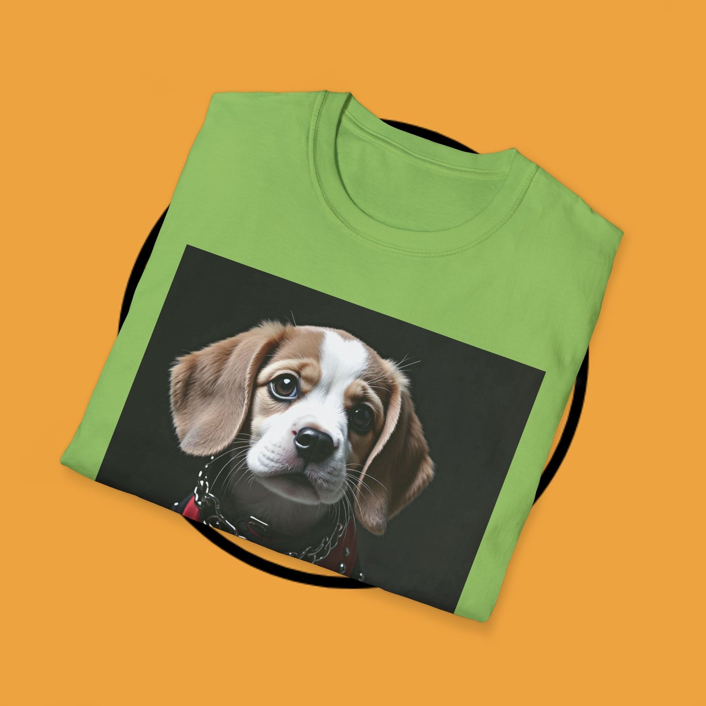 Tough Beagle Puppy T-Shirt - Rebel Dog with Leather Harness Design | Edgy Pet Lover Biker Style Tee