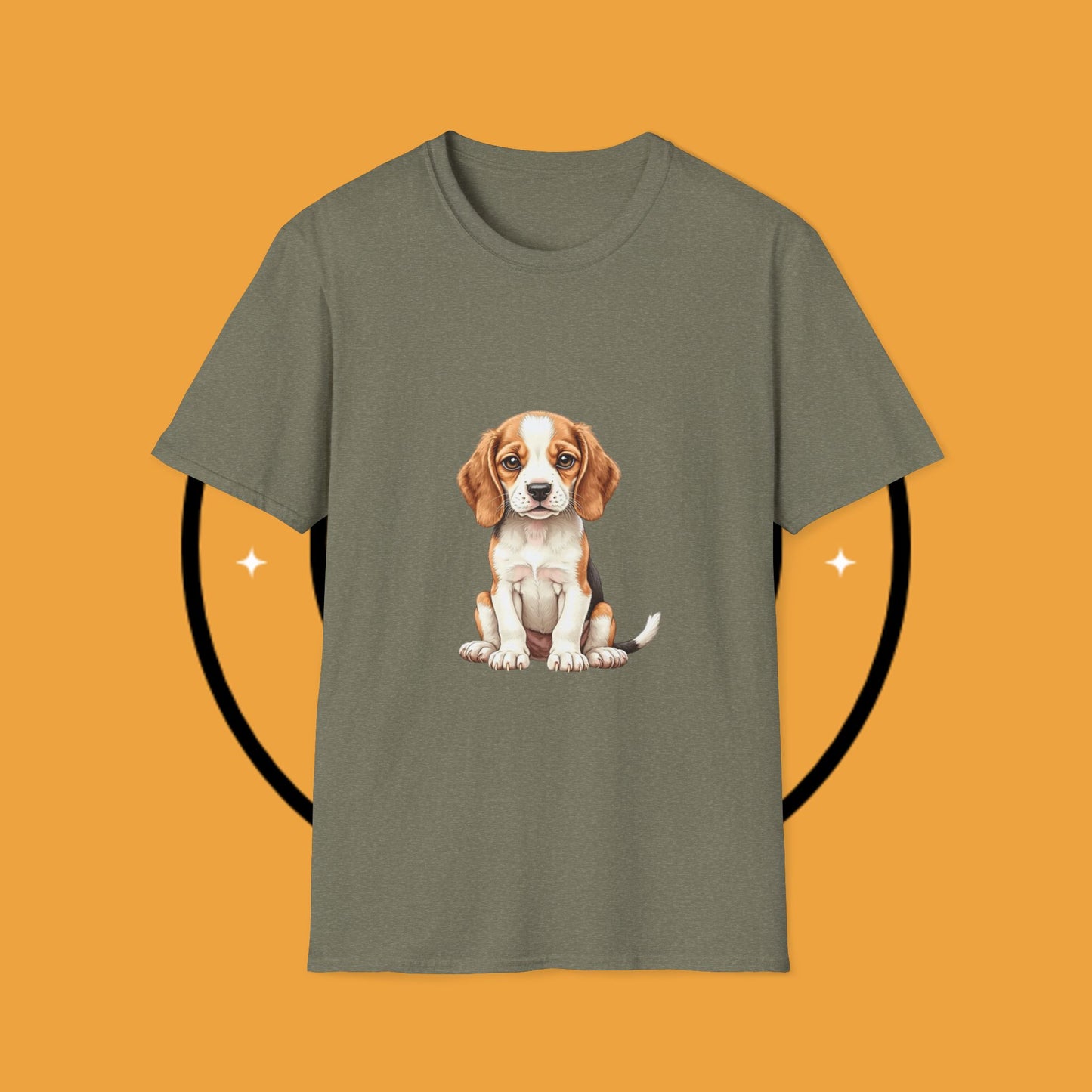 Realistic Beagle Puppy Portrait T-Shirt - Adorable Dog Face Graphic Tee for Pet Lovers