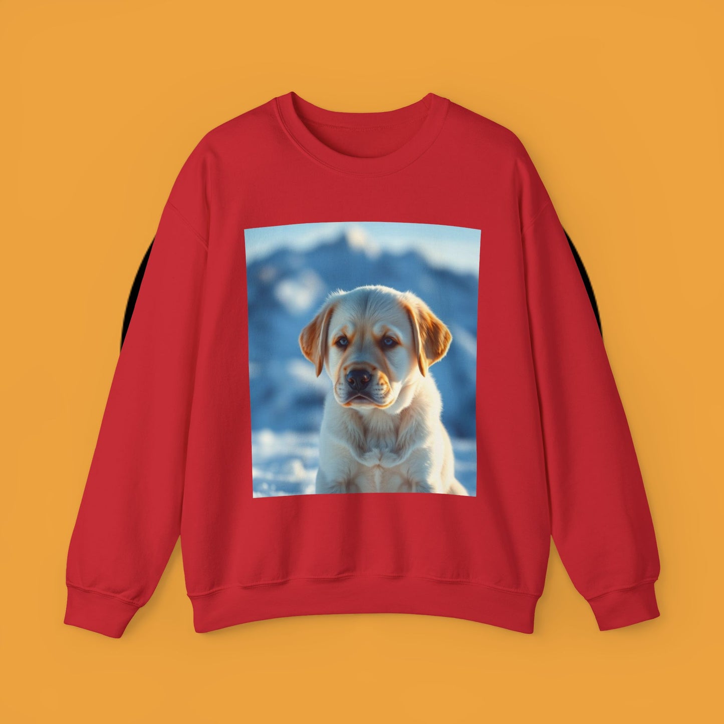 Crewneck Sweatshirt - Cute Labrador Puppy with Blue Eyes - Adorable Dog Portrait in Snow