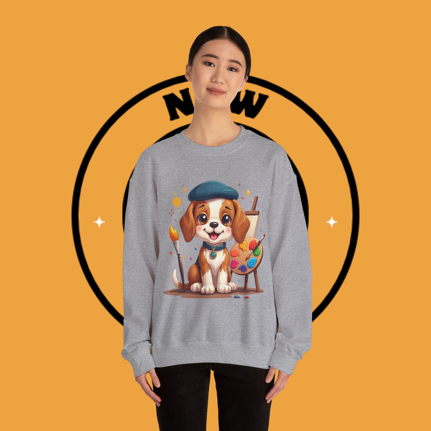 Dog Lover Crewneck Sweatshirt - Beagle Artista π¨ ARTIST BEAGLE SWEATSHIRT - UNLEASH YOUR CREATIVITY! π¨