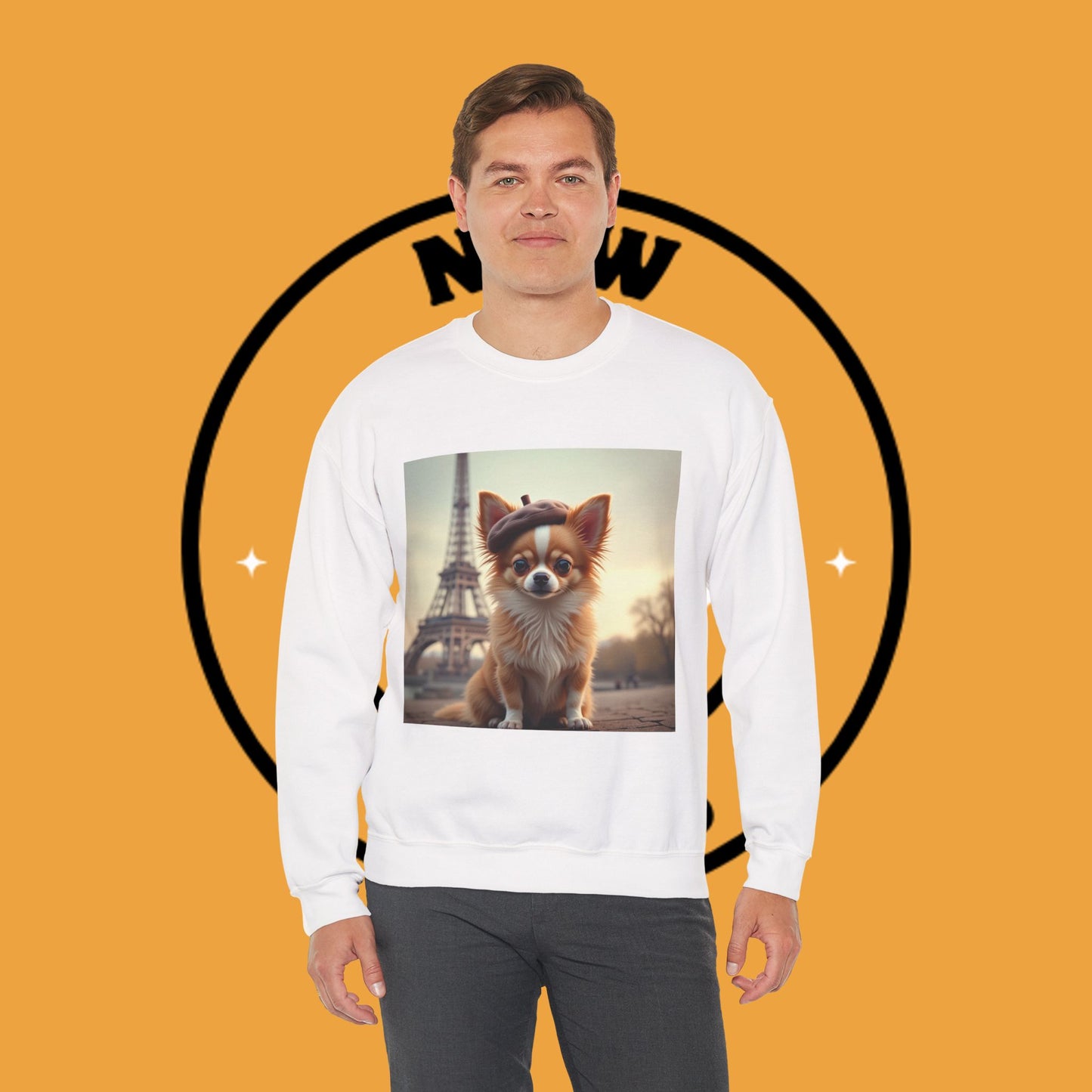 Parisian Chihuahua Beret Sweatshirt | French Dog Eiffel Tower Design | Travel Lover Gift