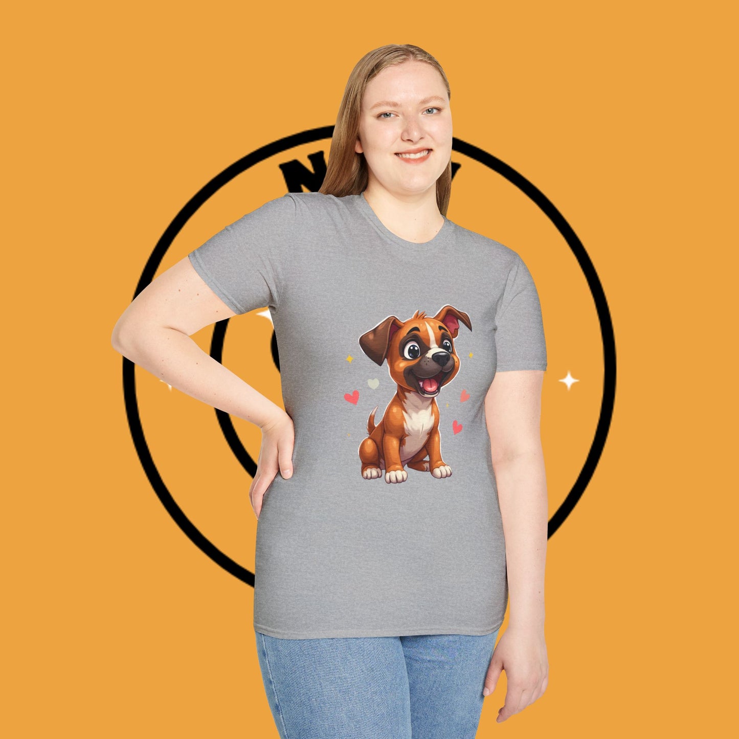 Cute Boxer Puppy Love T-Shirt - Happy Dog Heart Design Tee for Dog Lovers
