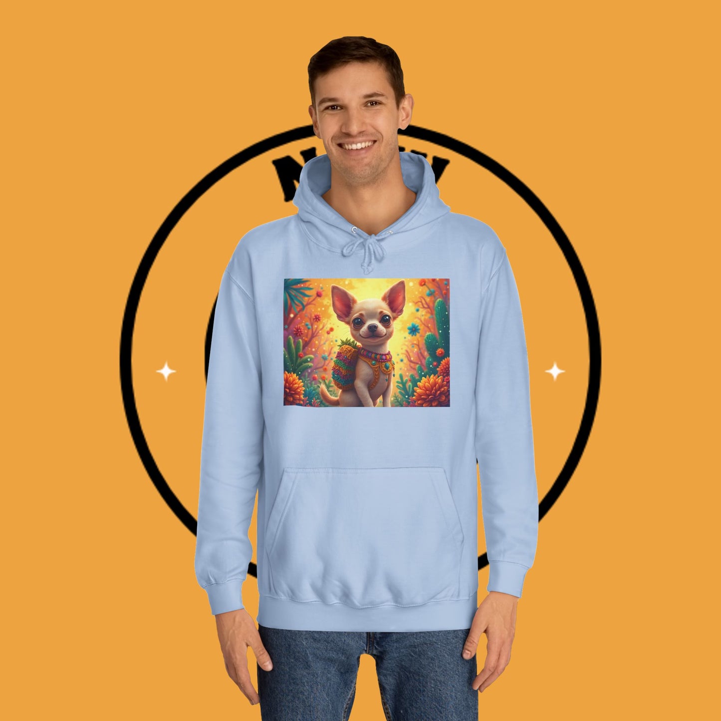 "Mexican Fiesta Chihuahua Hoodie | Day of Dead Dog Art | Colorful Desert Cactus Design | Cinco de Mayo Gift"