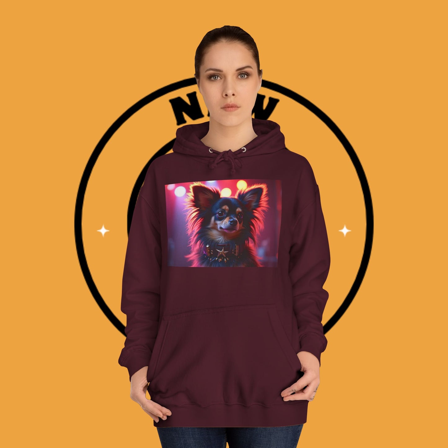 Glamorous Long-Haired Chihuahua Hoodie - Luxury Dog Portrait Pullover