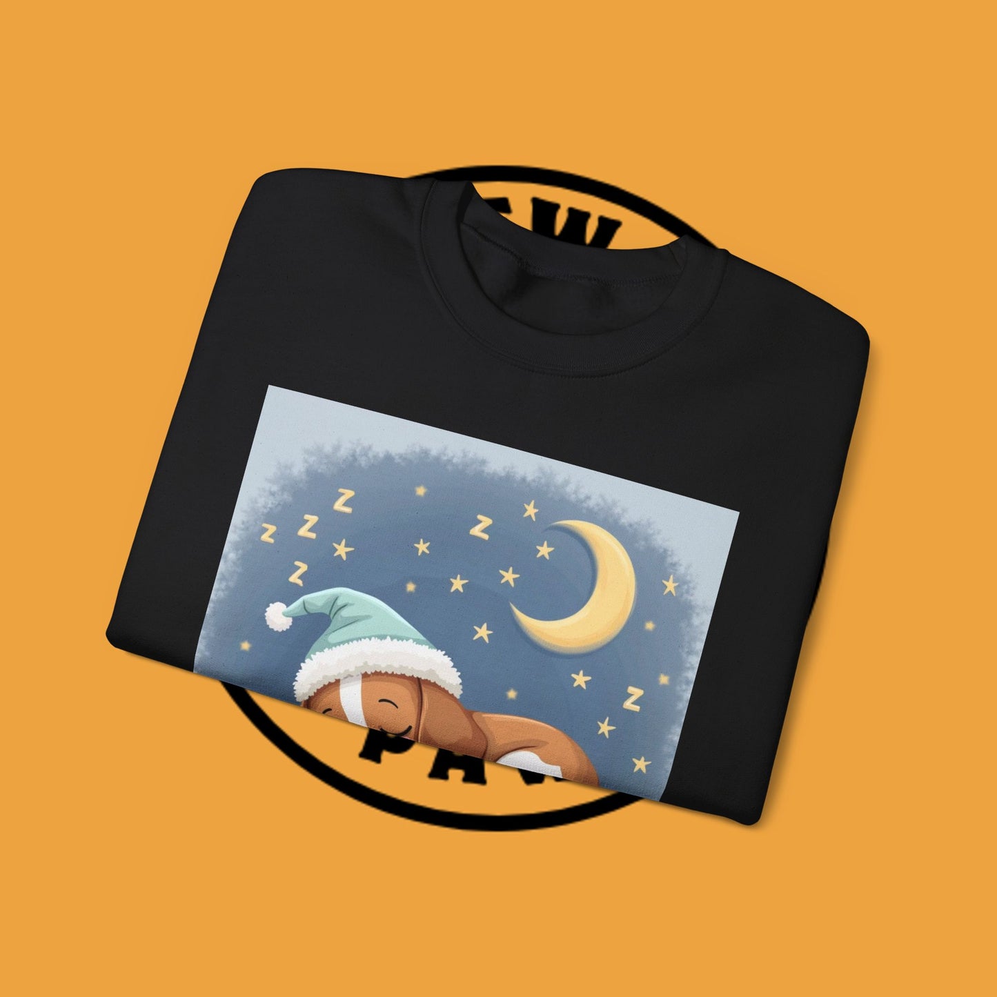 Sleeping Dog Crewneck Sweatshirt - Cute Beagle Design with Moon and Stars