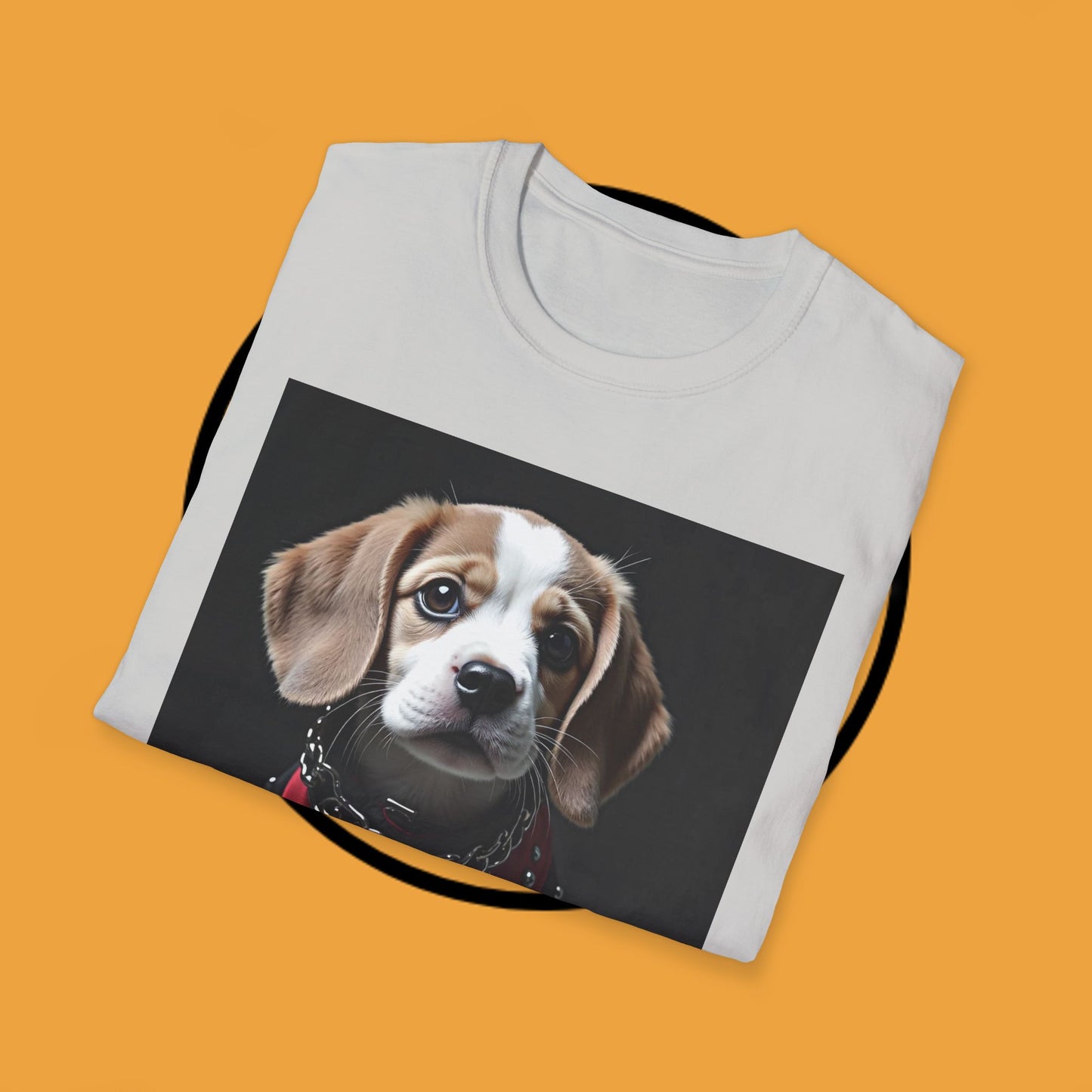 Tough Beagle Puppy T-Shirt - Rebel Dog with Leather Harness Design | Edgy Pet Lover Biker Style Tee