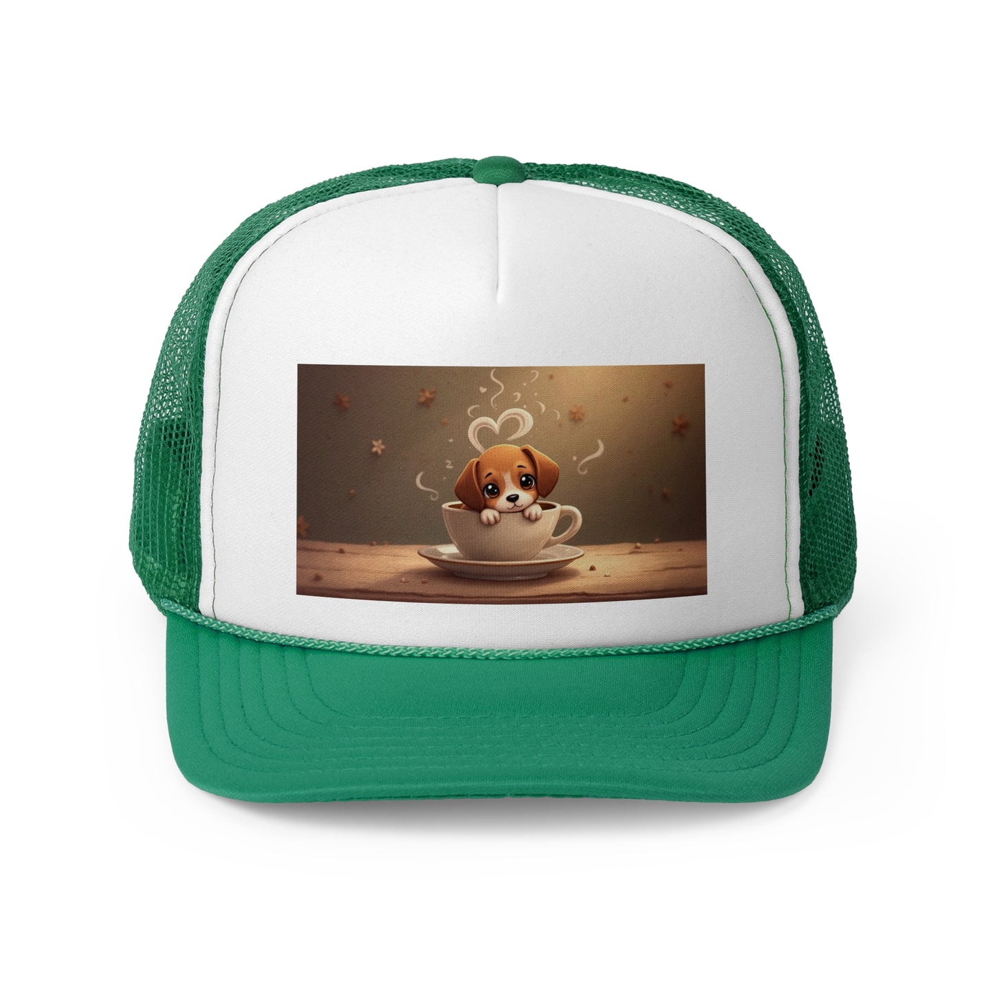 Adorable Beagle Puppy in Coffee Cup Trucker Hat - Teacup Dog Lover Unisex Cap