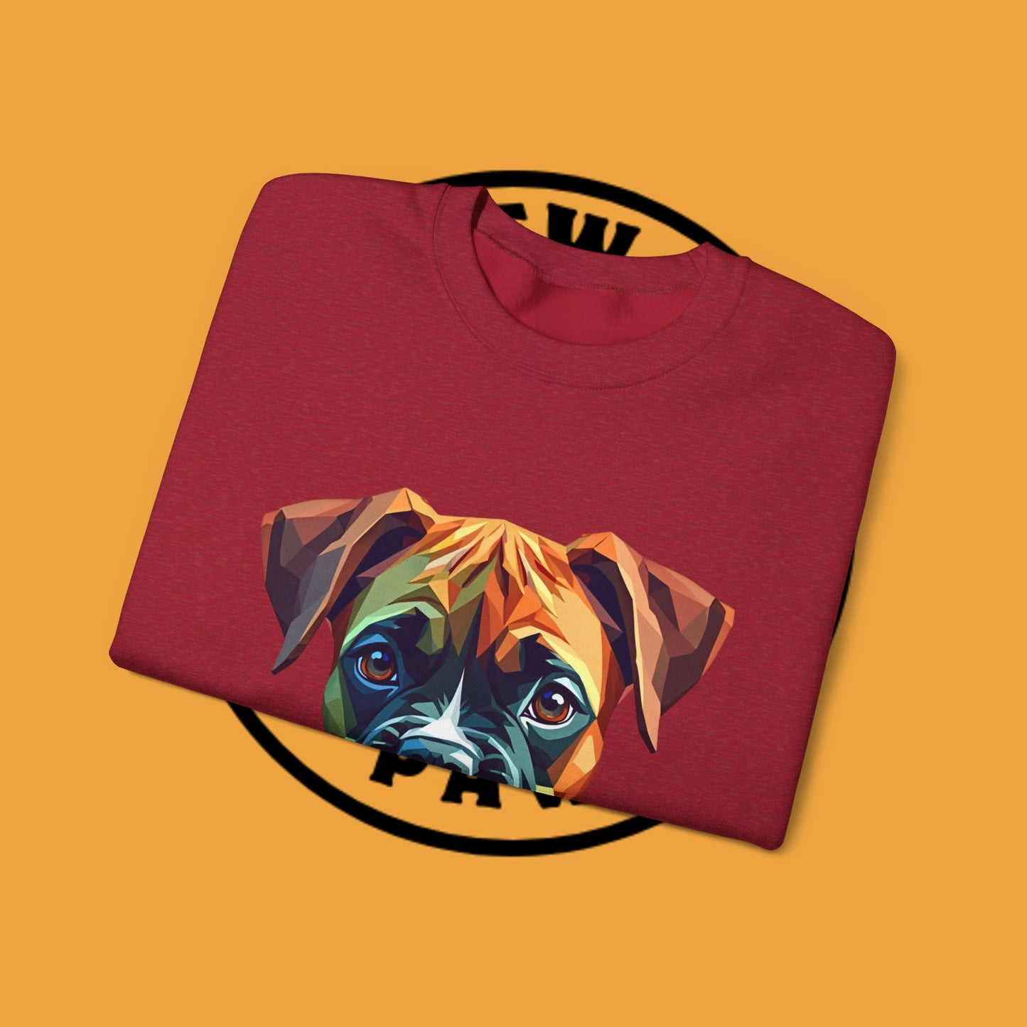 Geometric Boxer Dog Crewneck Sweatshirt - Polygon Art Pet Portrait - Modern Design Lover Gift