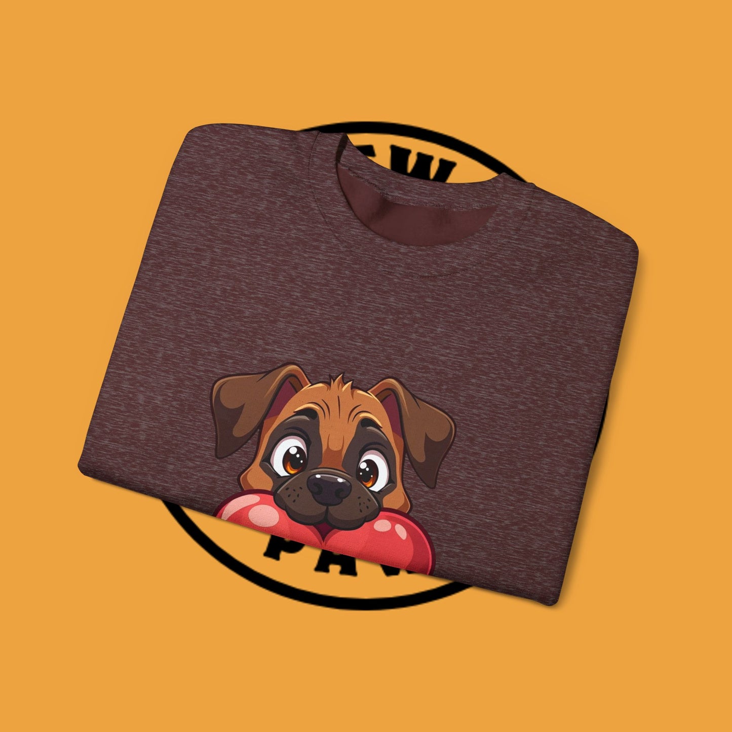 Adorable Puppy Love Heart Crewneck Sweatshirt - Perfect Gift for Dog Lovers