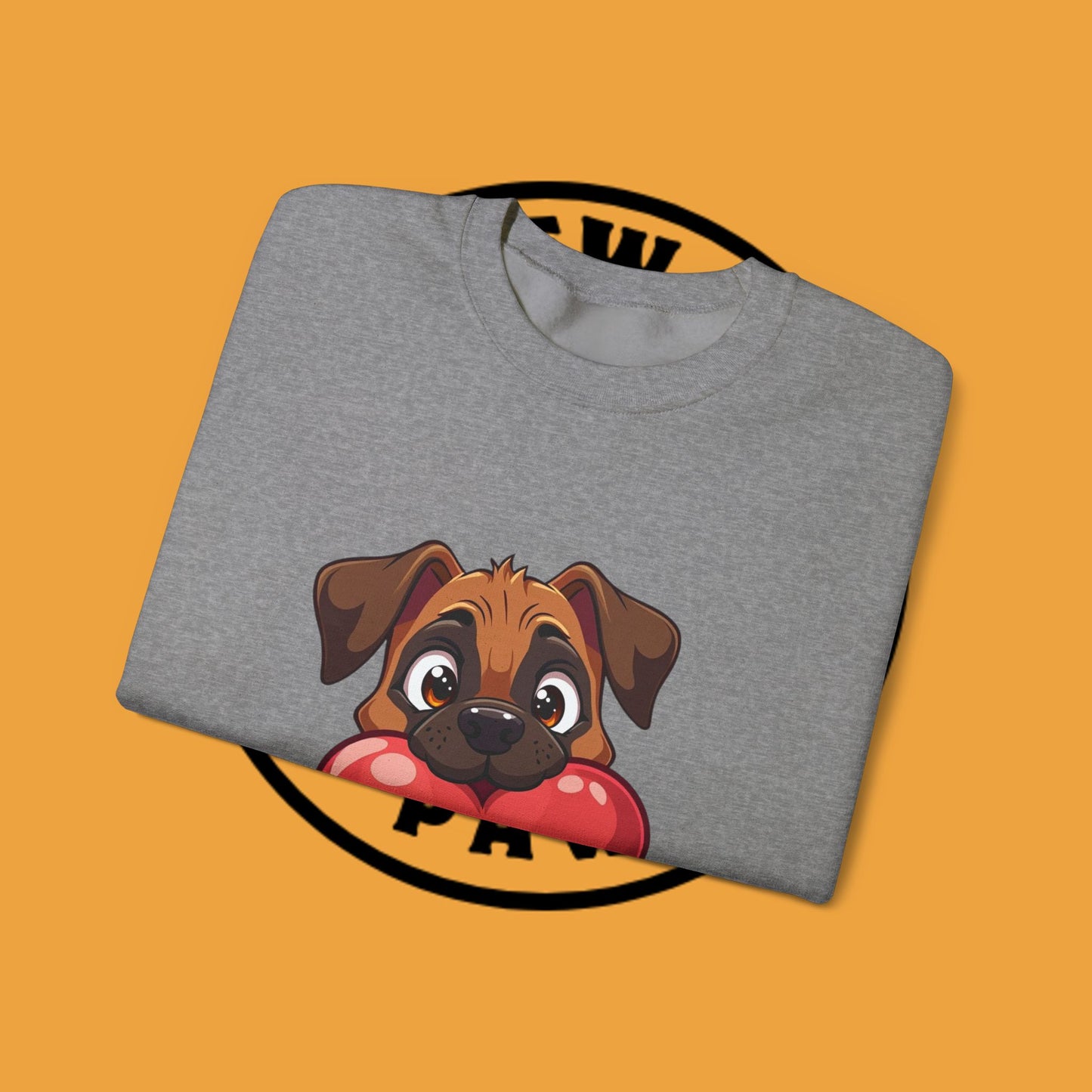 Adorable Puppy Love Heart Crewneck Sweatshirt - Perfect Gift for Dog Lovers