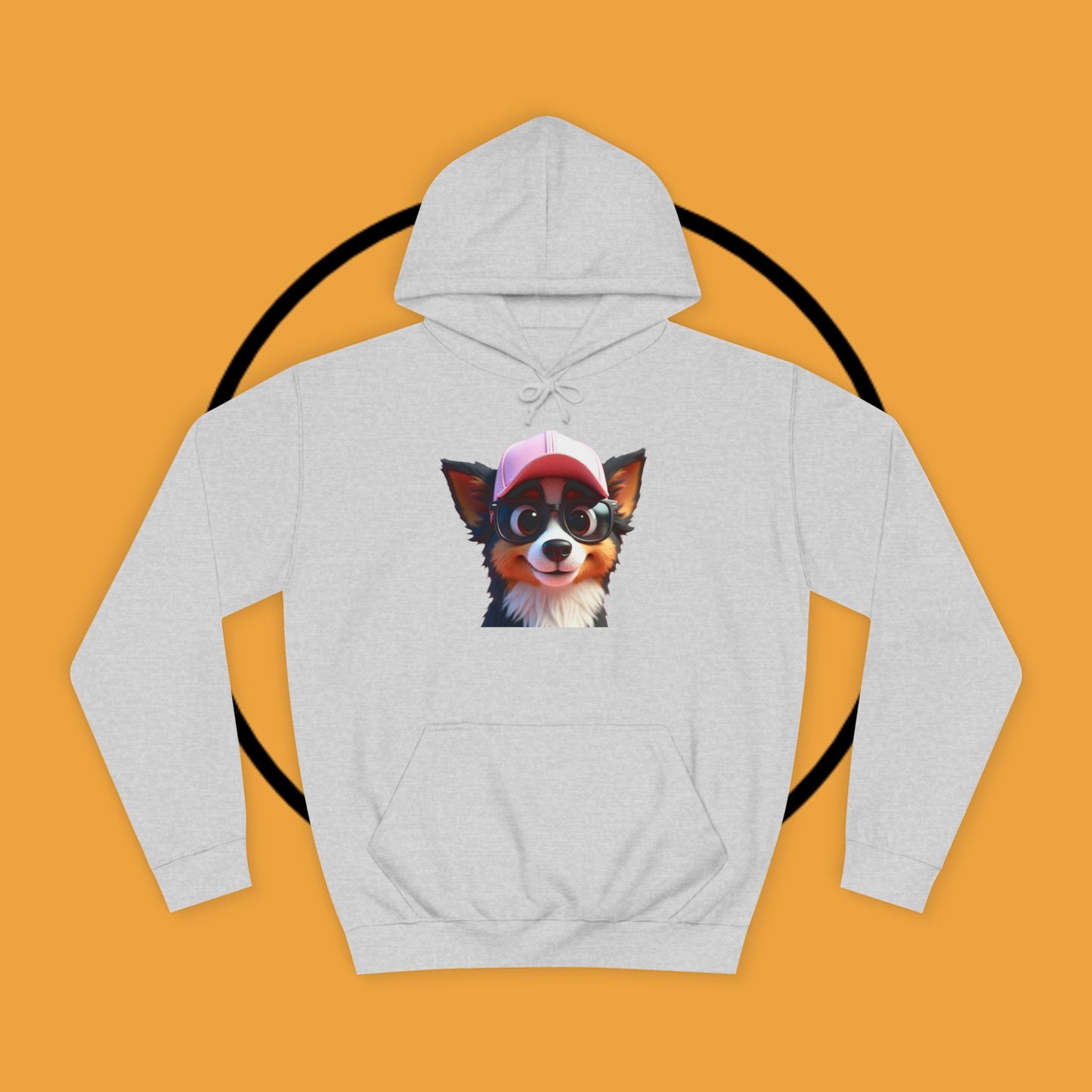 "Hipster Border Collie Puppy with Glasses & Cap Hoodie - Cute Trendy Dog Sweatshirt | Fun Design"