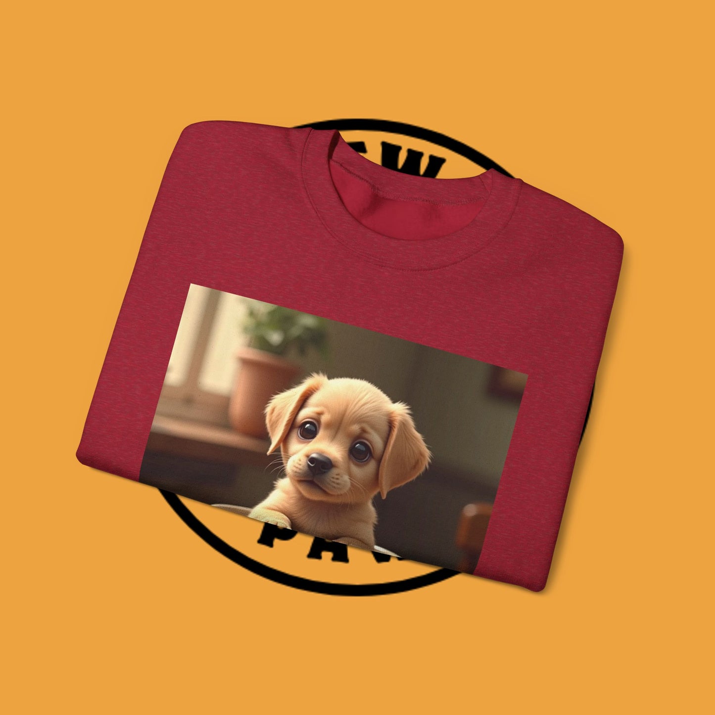 Unisex Dog Lover Crewneck Sweatshirt - Teacup Puppy: Adorable Yellow Lab in Coffee Cup