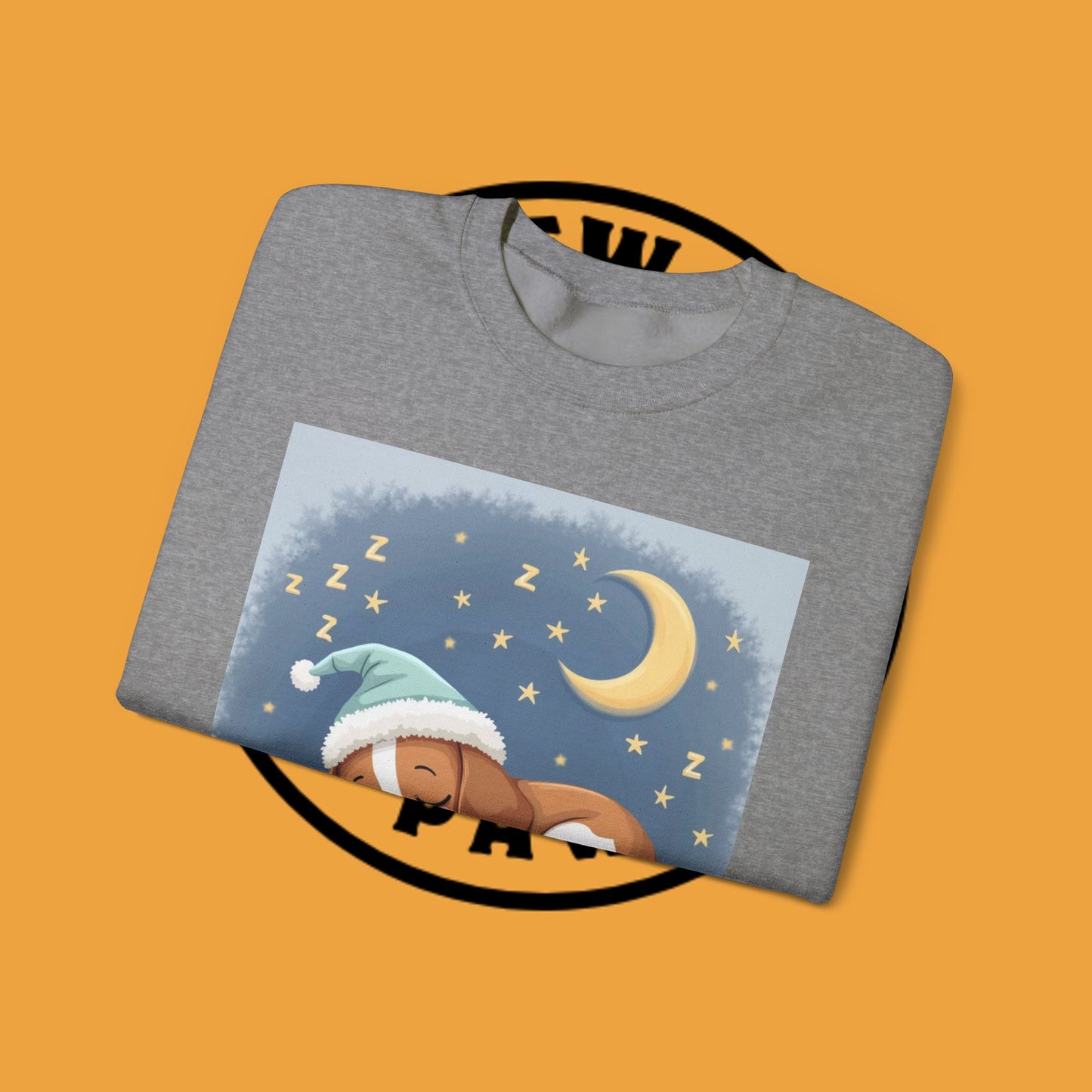 Sleeping Dog Crewneck Sweatshirt - Cute Beagle Design with Moon and Stars