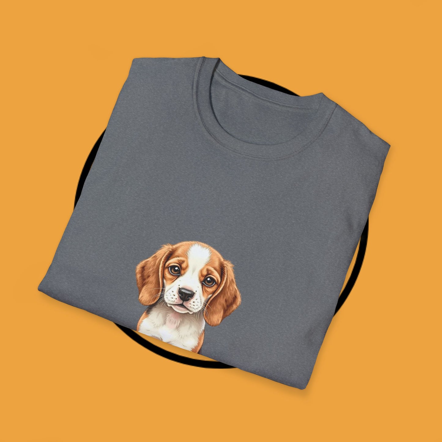 Realistic Beagle Puppy Portrait T-Shirt - Adorable Dog Face Graphic Tee for Pet Lovers