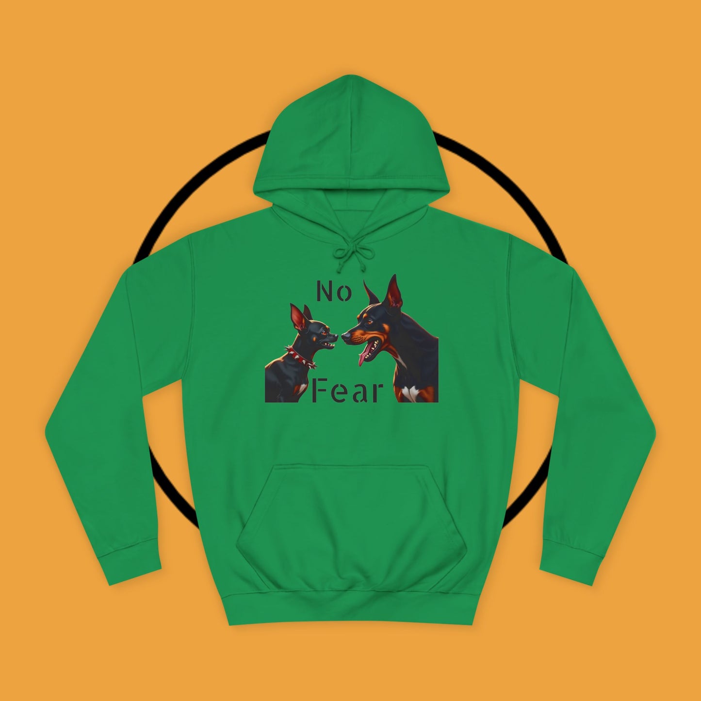 "Fearless Chihuahua vs Doberman Hoodie | Small Dog Big Attitude | David Goliath Pet Art | Brave Little Dog Gift"