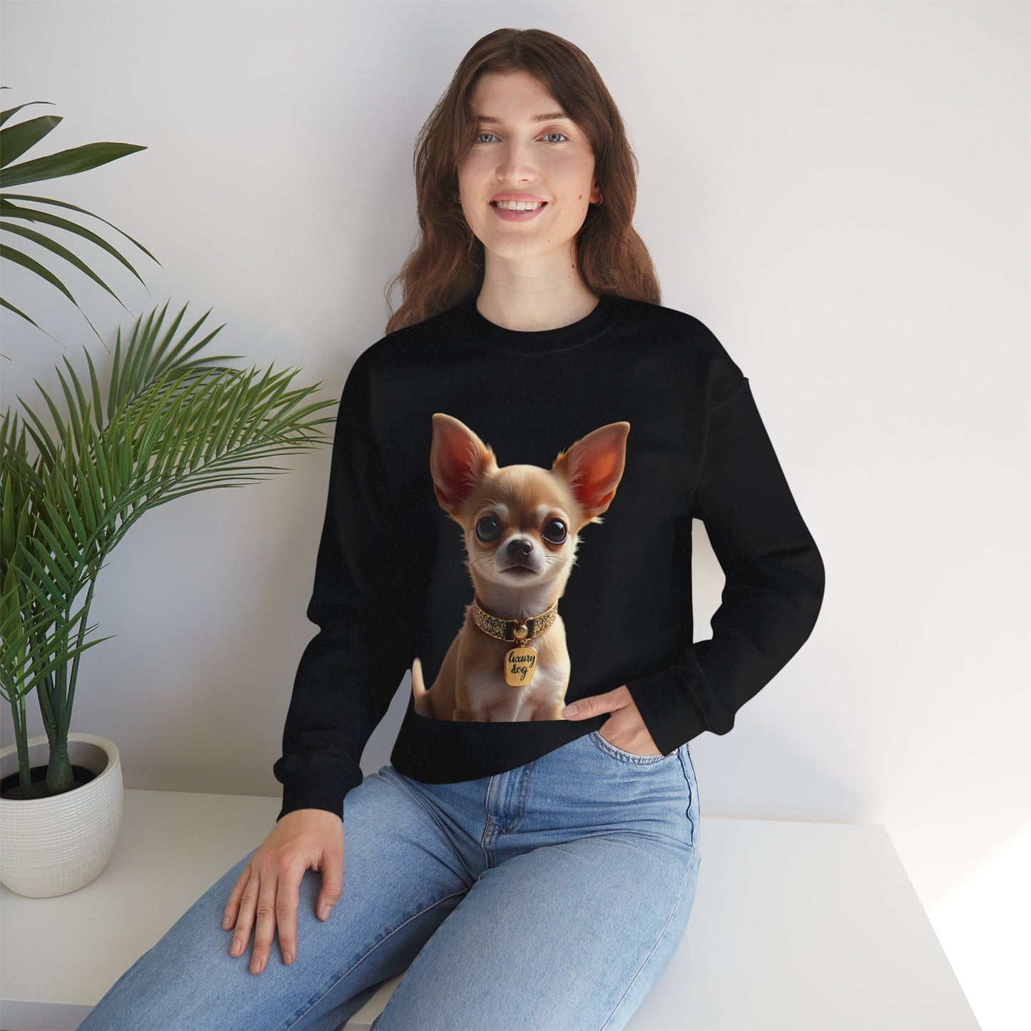 Luxury Chihuahua Sweatshirt | Premium Designer Dog Portrait | High-End Pet Lover Fashion