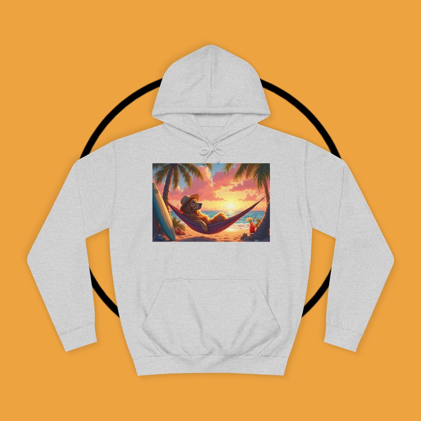 Beachside Bliss Golden Retriever Hammock Hoodie - Unisex Hoodies