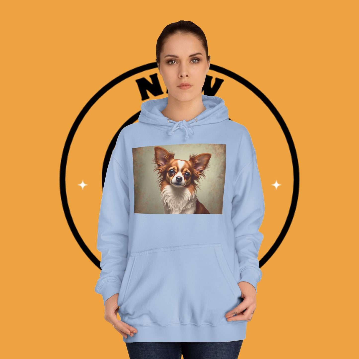 "Long Haired Chihuahua Portrait Hoodie | Elegant Pet Art | Classic Dog Painting Style | Beautiful Chihuahua Gift"