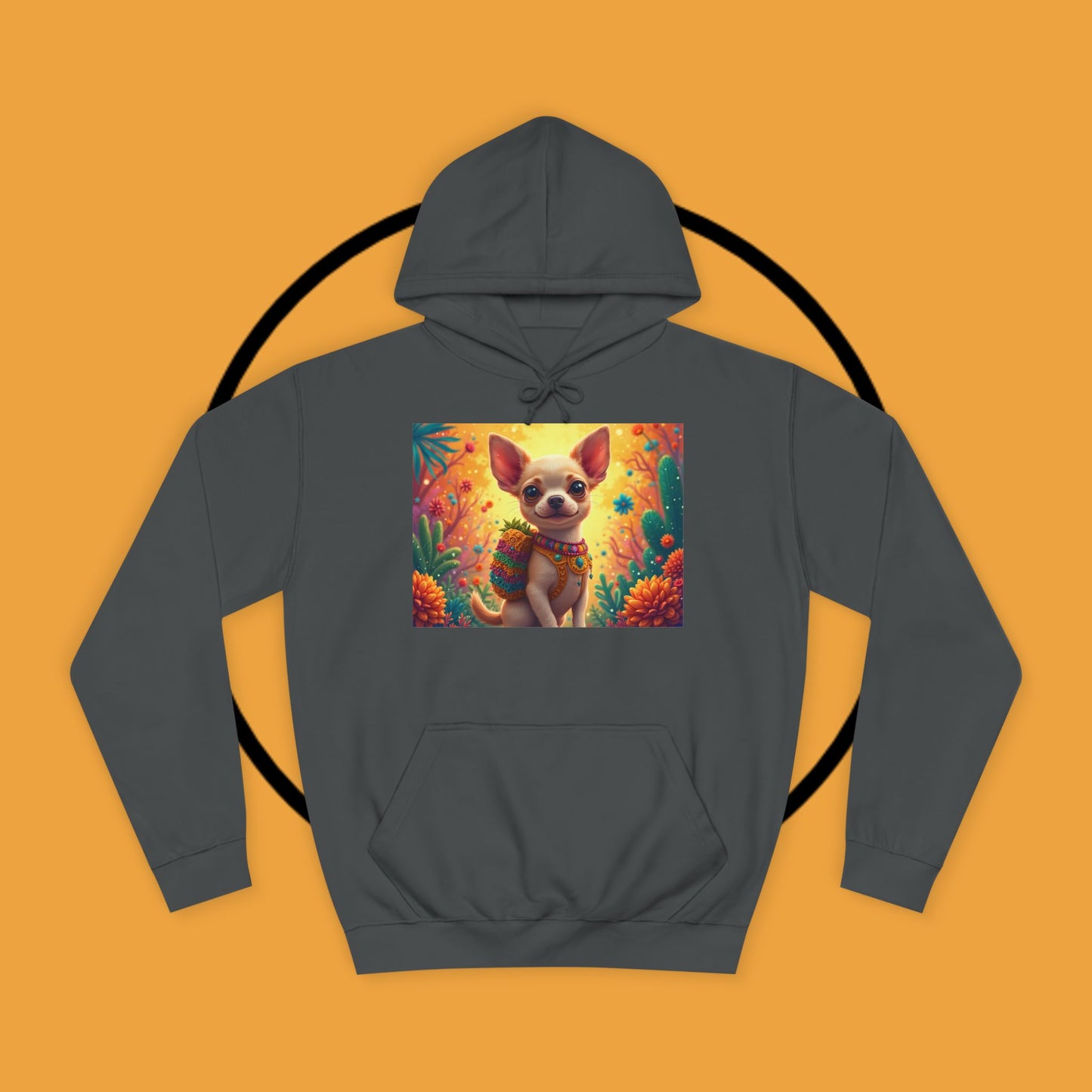 "Mexican Fiesta Chihuahua Hoodie | Day of Dead Dog Art | Colorful Desert Cactus Design | Cinco de Mayo Gift"