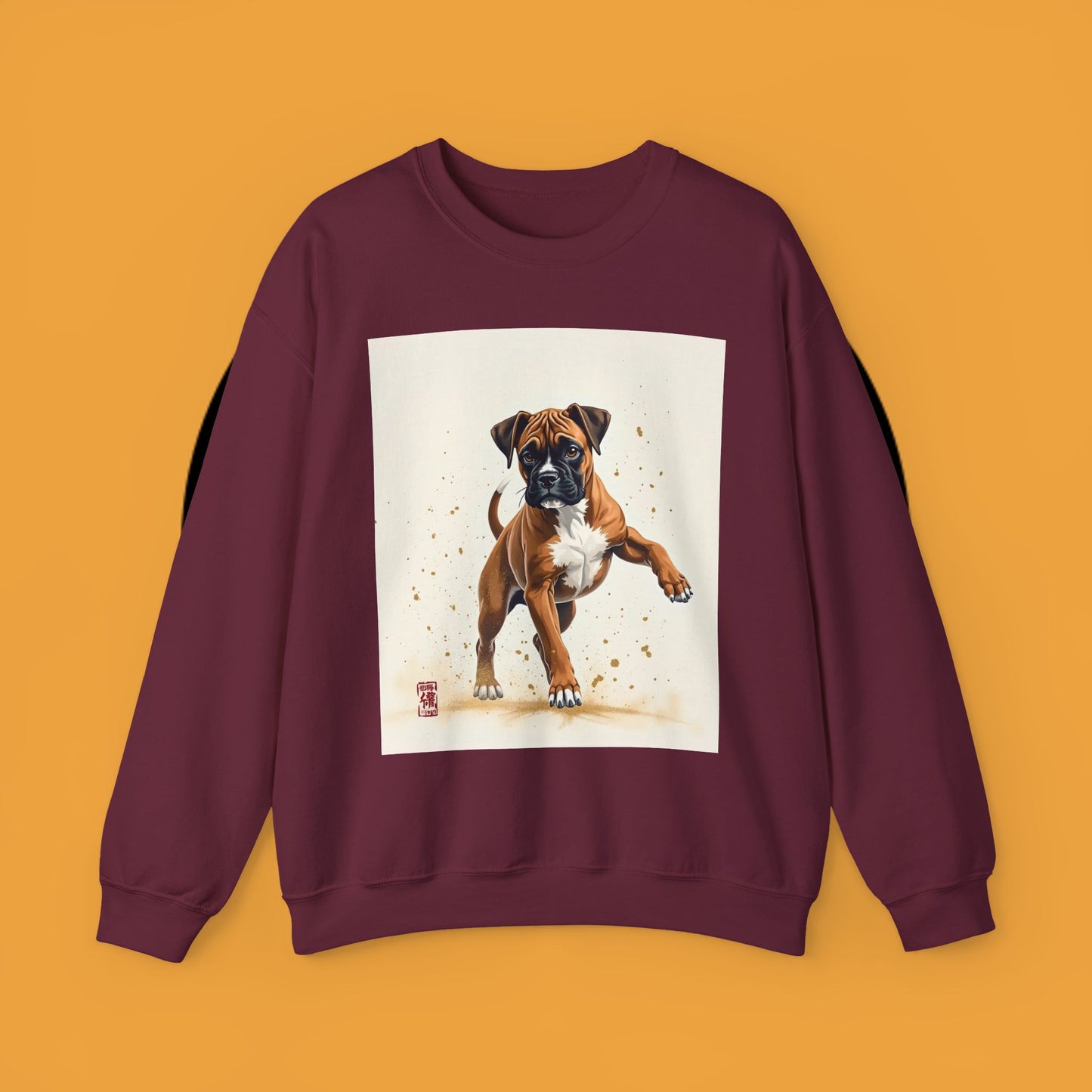 Running Boxer Puppy Crewneck Sweatshirt | Artistic Dog Lover Gift | Dynamic Movement Design