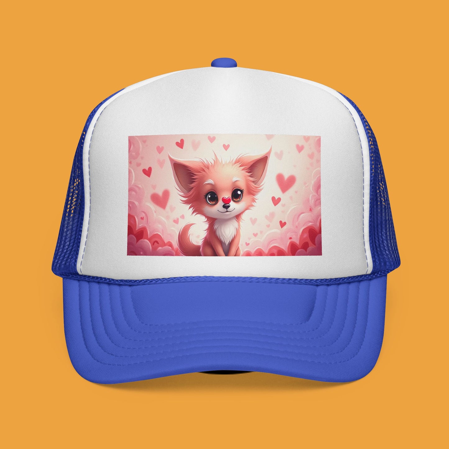 Kawaii Pink Chihuahua Trucker Hat - Cute Heart Design Mesh Cap | Valentine's Day Dog Lover Gift