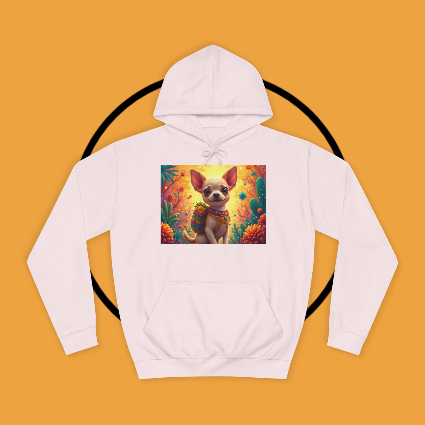 "Mexican Fiesta Chihuahua Hoodie | Day of Dead Dog Art | Colorful Desert Cactus Design | Cinco de Mayo Gift"