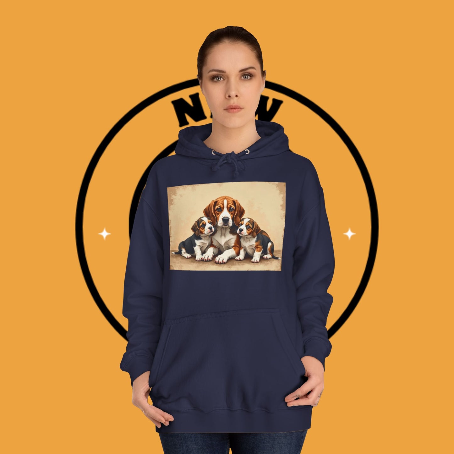 π¨βπ©βπ§βπ¦ Beagle Family Portrait Hoodie - Love Multiplied by Three! πΎ - Unisex Hoodie